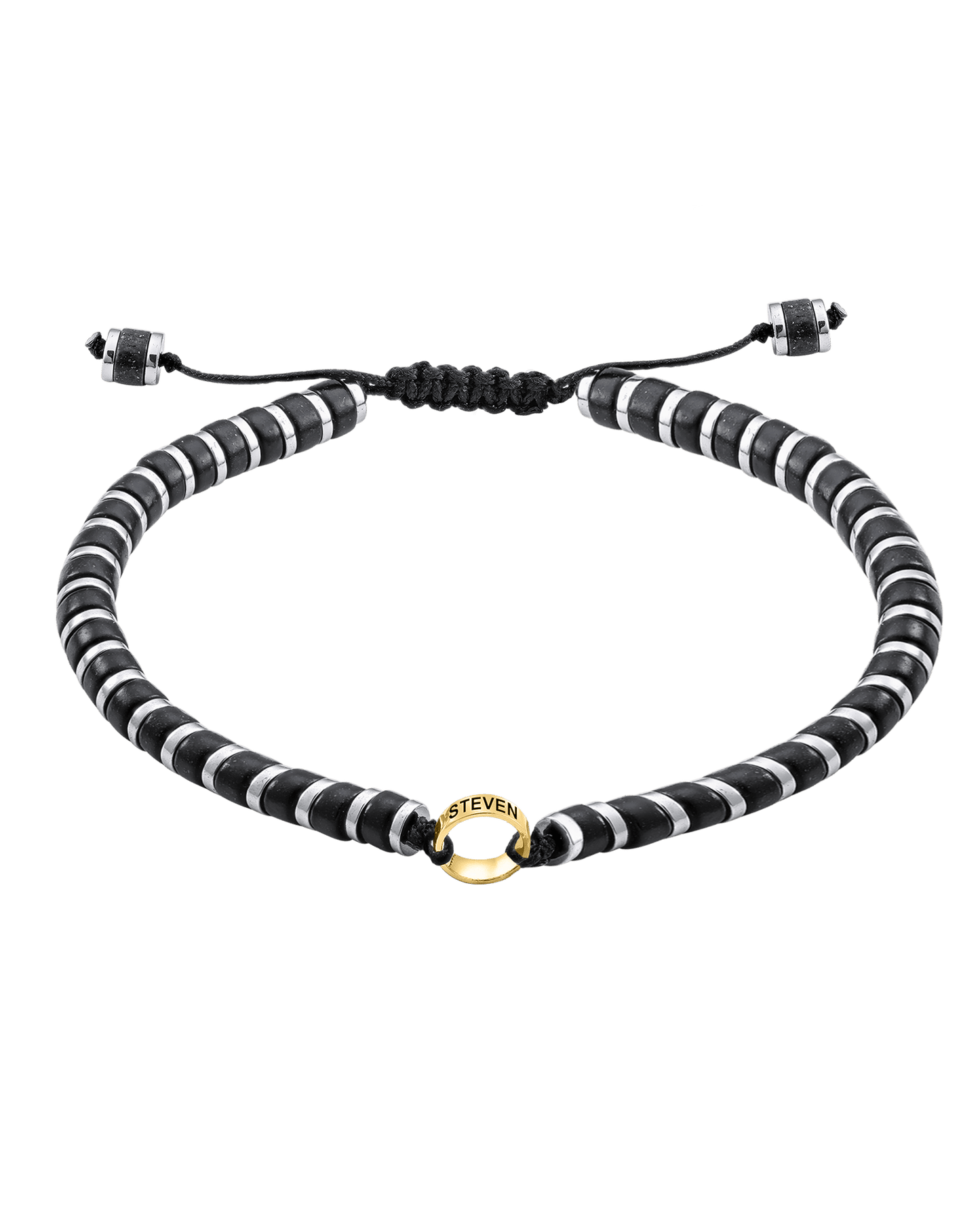 Bracelet Onyx Naturel & Bagues Personnalisables - Or Jaune 14 carats Bracelets magal-dev 1 Lien