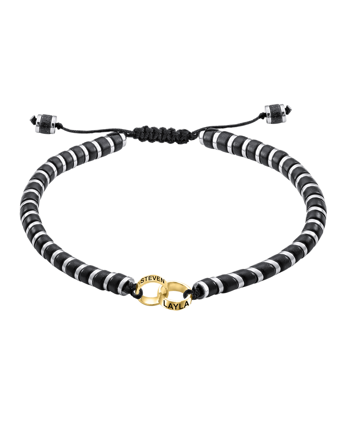 Bracelet Onyx Naturel & Bagues Personnalisables - Or Jaune 14 carats Bracelets magal-dev 2 Lien(s)
