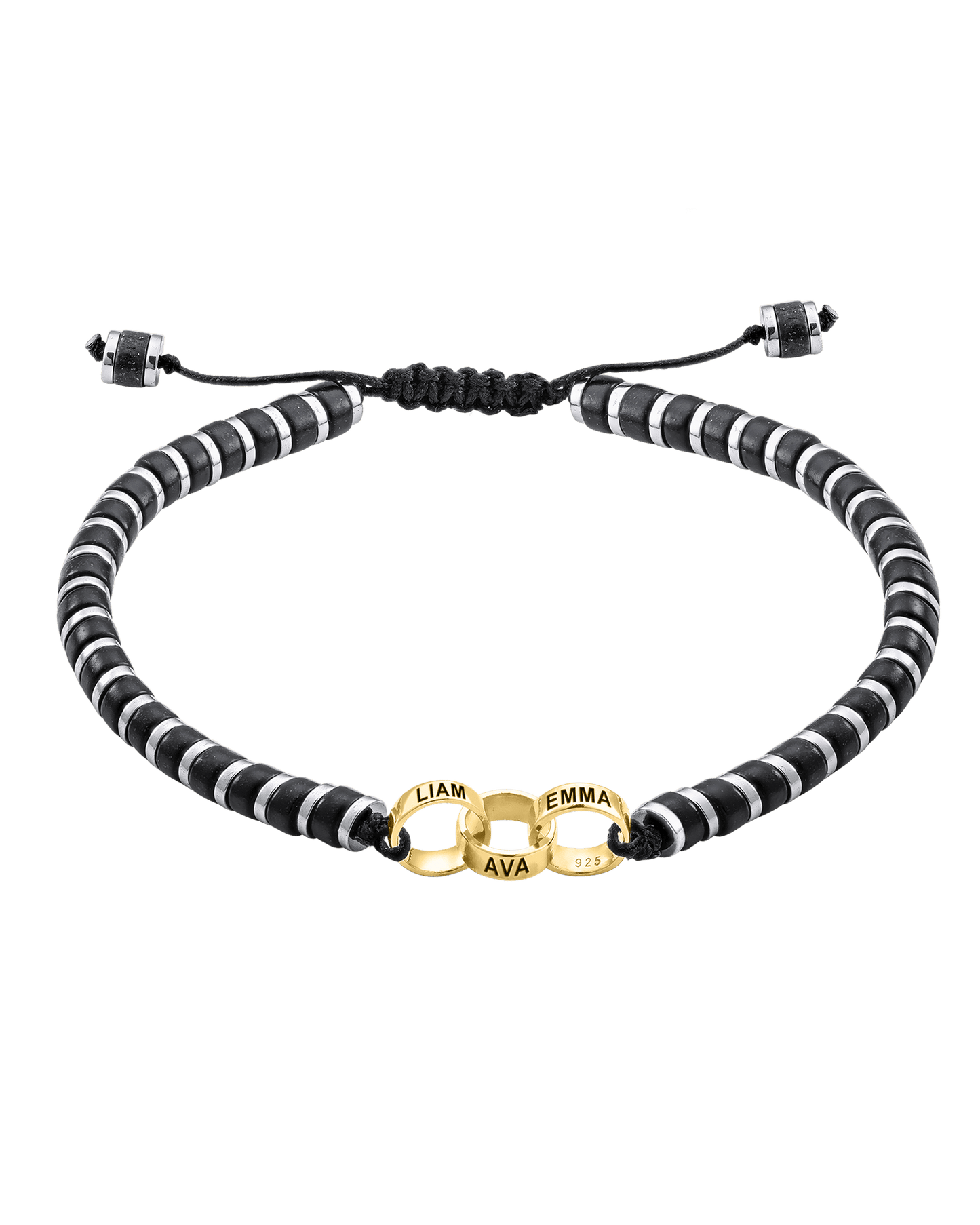 Bracelet Onyx Naturel & Bagues Personnalisables - Or Jaune 14 carats Bracelets magal-dev 3 Lien(s)