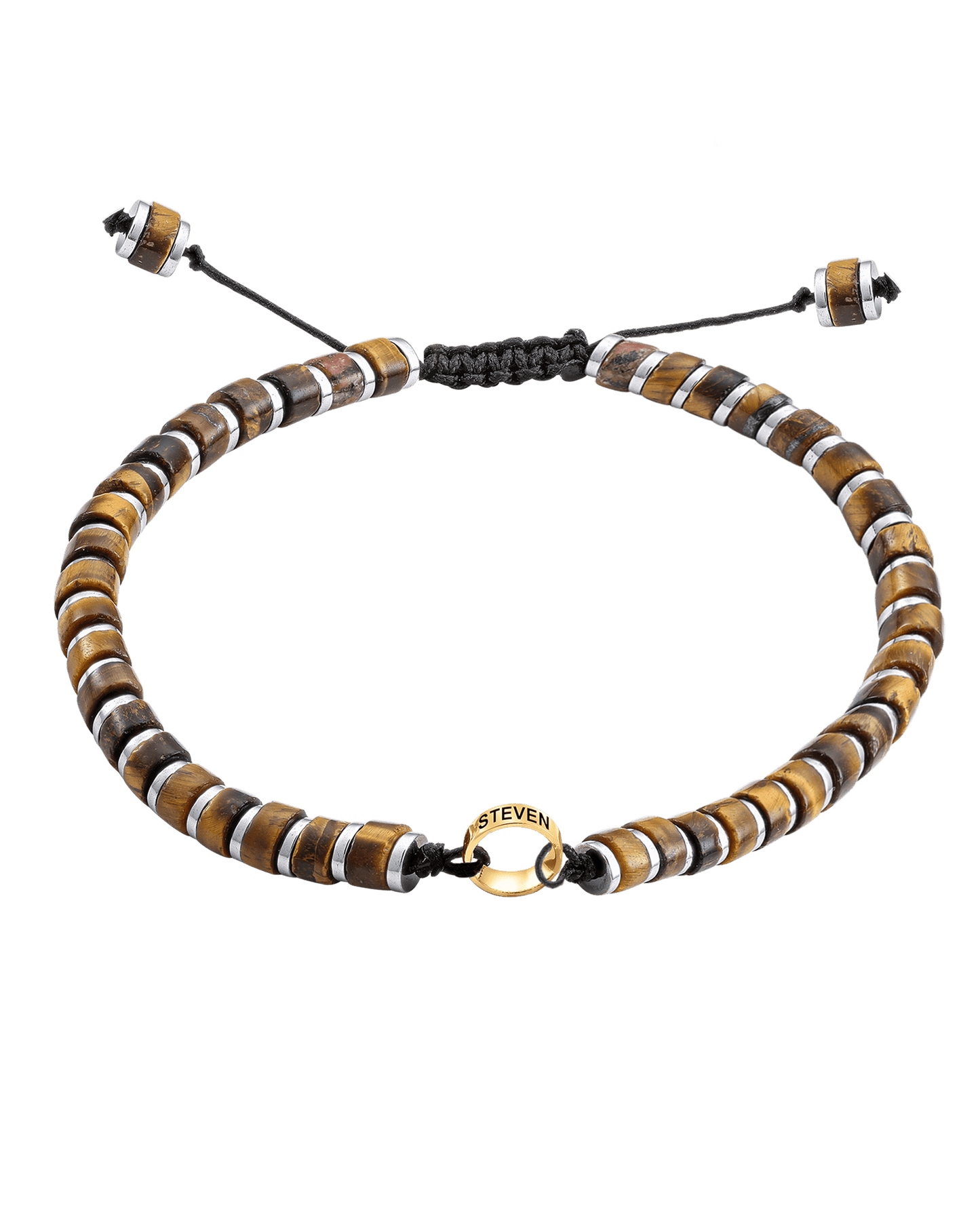 Bracelet Oeil de Tigre & Bagues Personnalisables - Or Jaune 14 carats Bracelets magal-dev 1 Lien