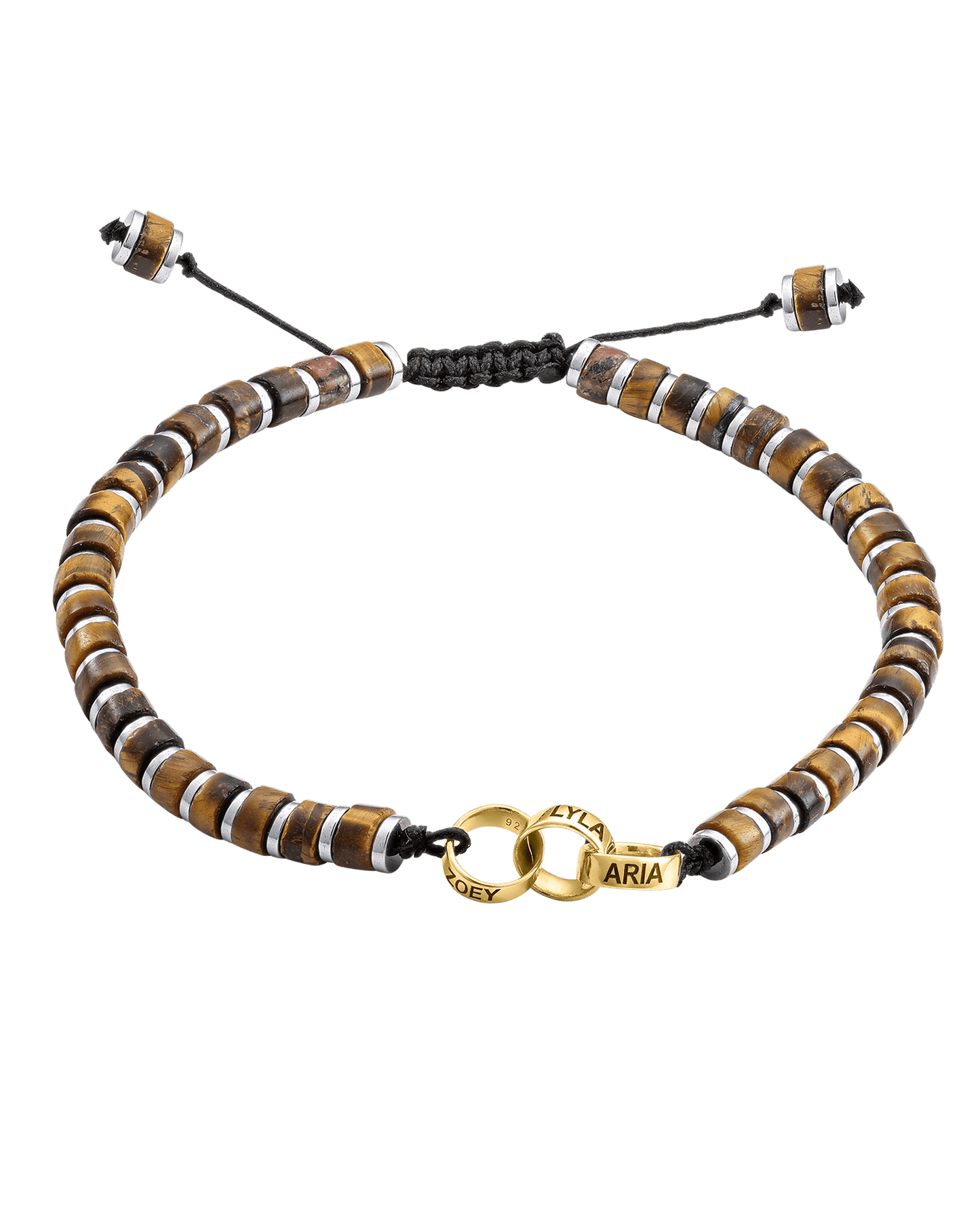 Bracelet Oeil de Tigre & Bagues Personnalisables - Or Jaune 14 carats Bracelets magal-dev 3 Lien(s)