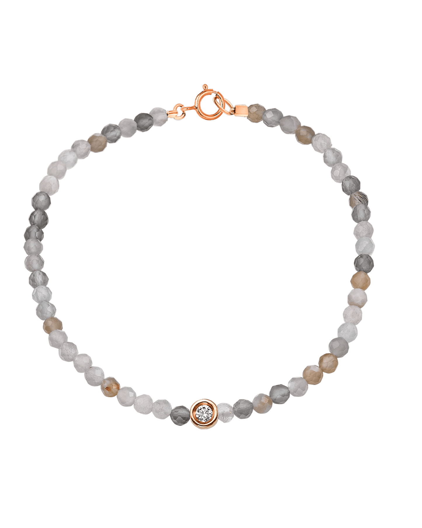Bracelet Pierres Précieuses & Diamants - Or Rose 14 carats Bracelets magal-dev Pierre de lune naturelle Small: 0.03 carats 15cm (Poignet: Small)