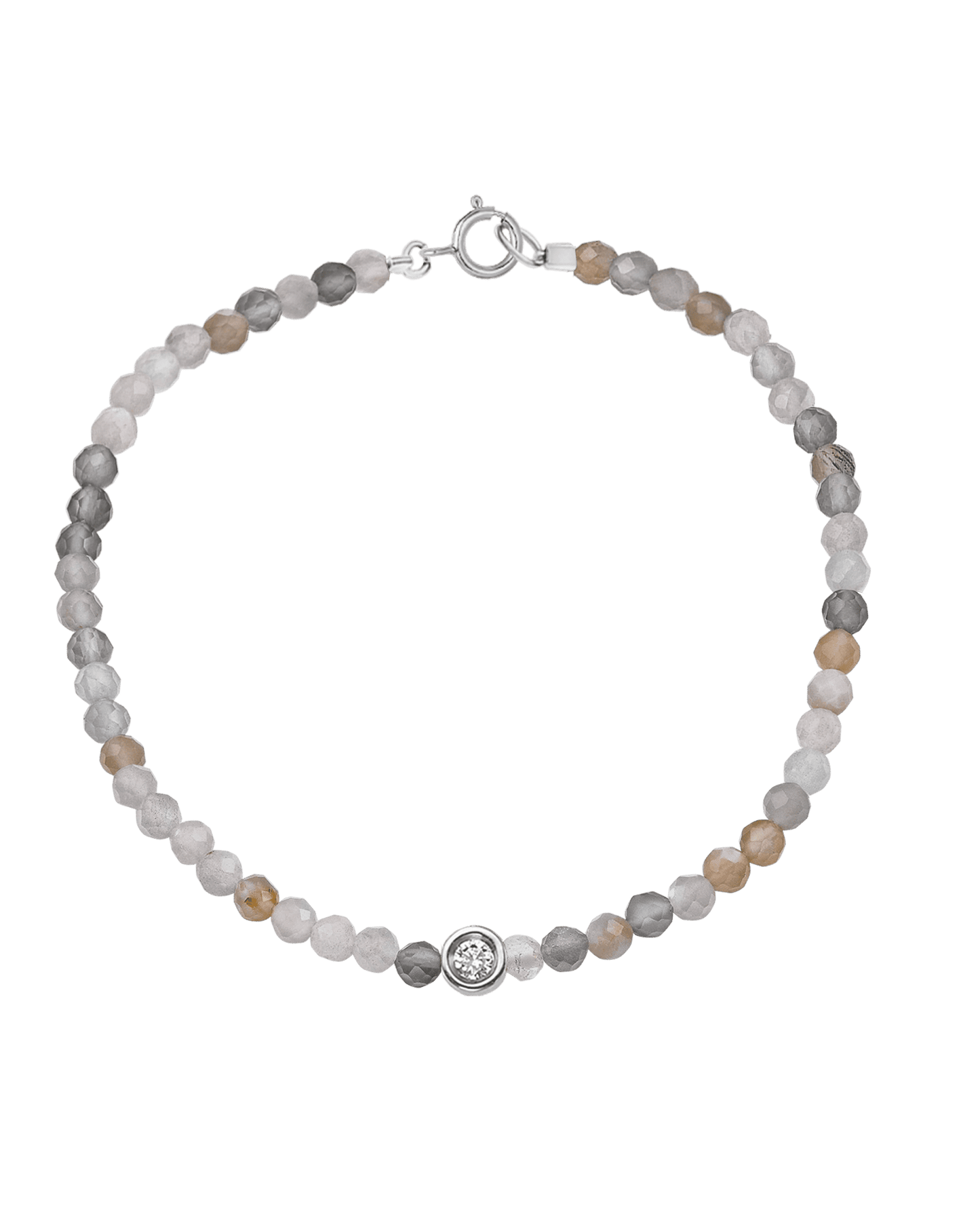 Bracelet Pierres Précieuses & Diamants - Or Blanc 14 carats Bracelets magal-dev Pierre de lune naturelle Small: 0.03 carats 15cm (Poignet: Small)