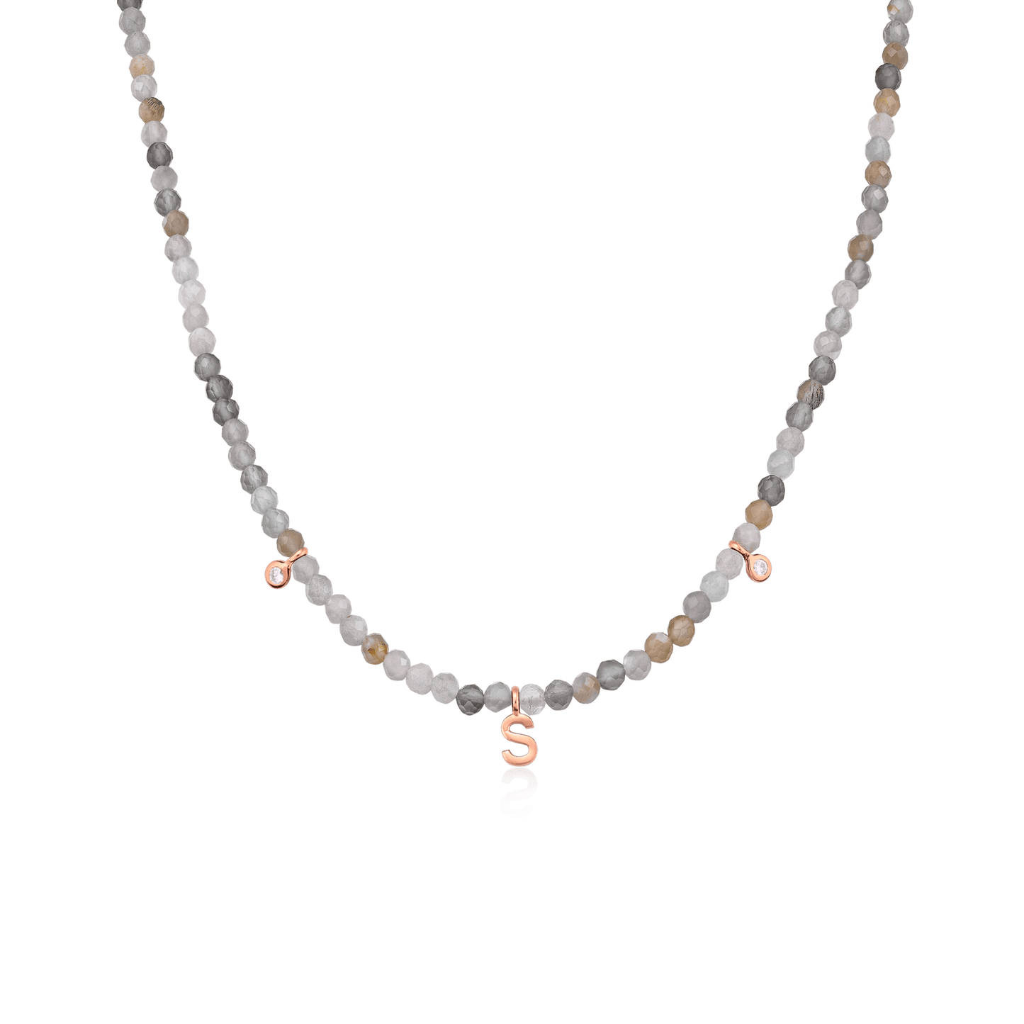 Alexis Necklace - 18K Rose Vermeil Necklaces Gold Vermeil Natural Moonstone 14" - Collar