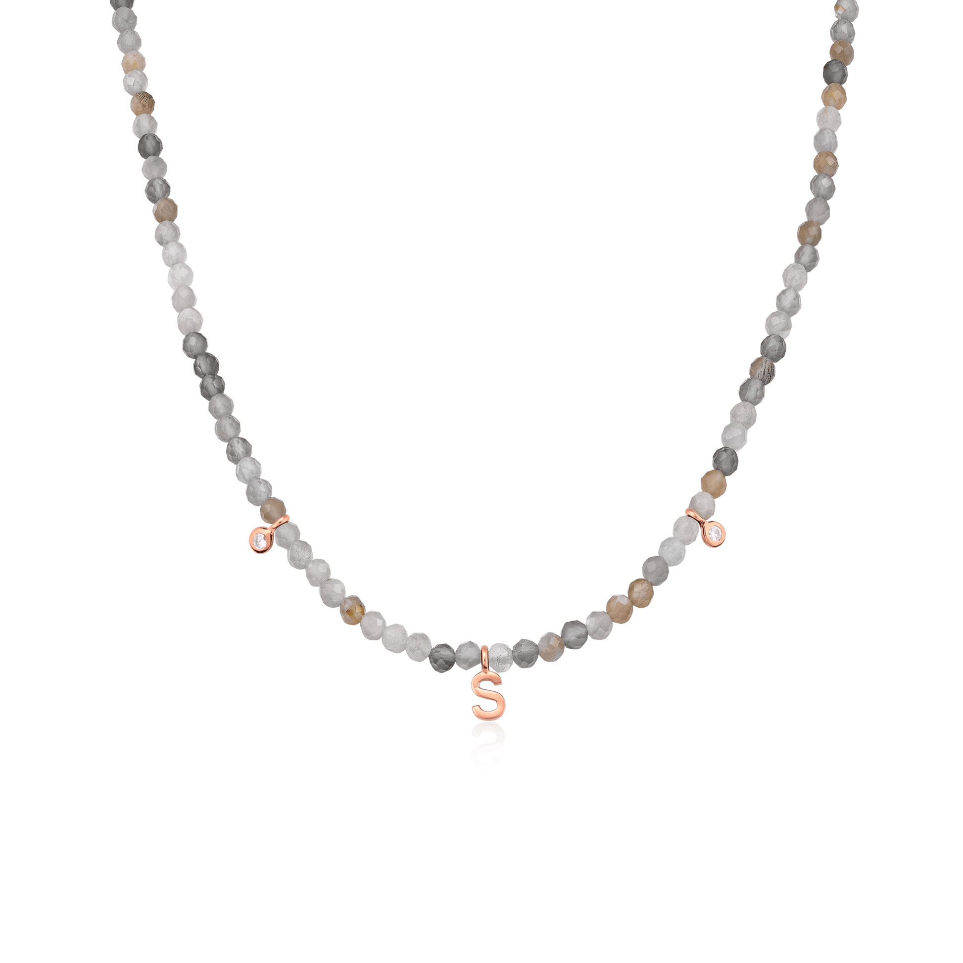 Alexis Necklace - 18K Rose Vermeil Necklaces Gold Vermeil Natural Moonstone 14" - Collar