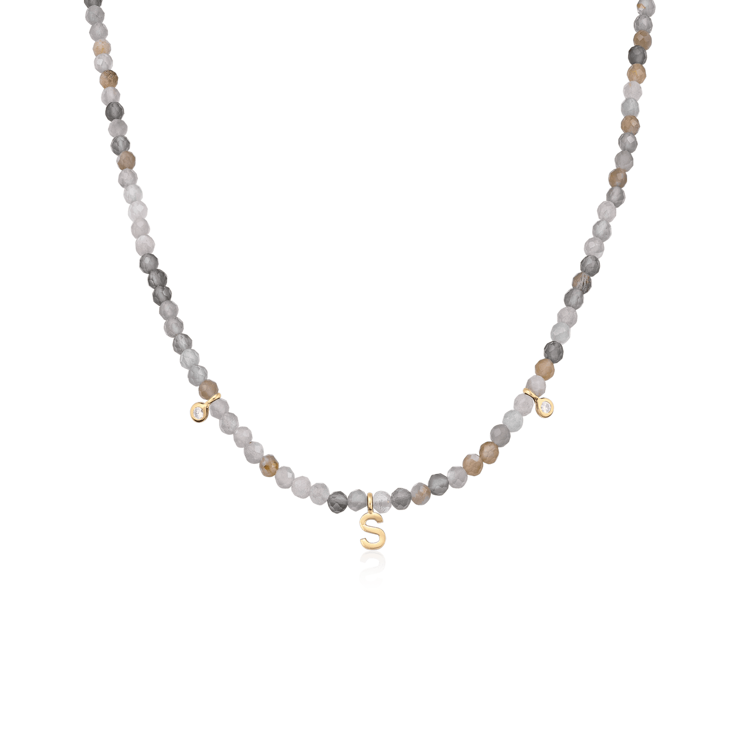 Alexis Necklace - 14K Yellow Gold Necklaces magal-dev Natural Moonstone 14" - Collar