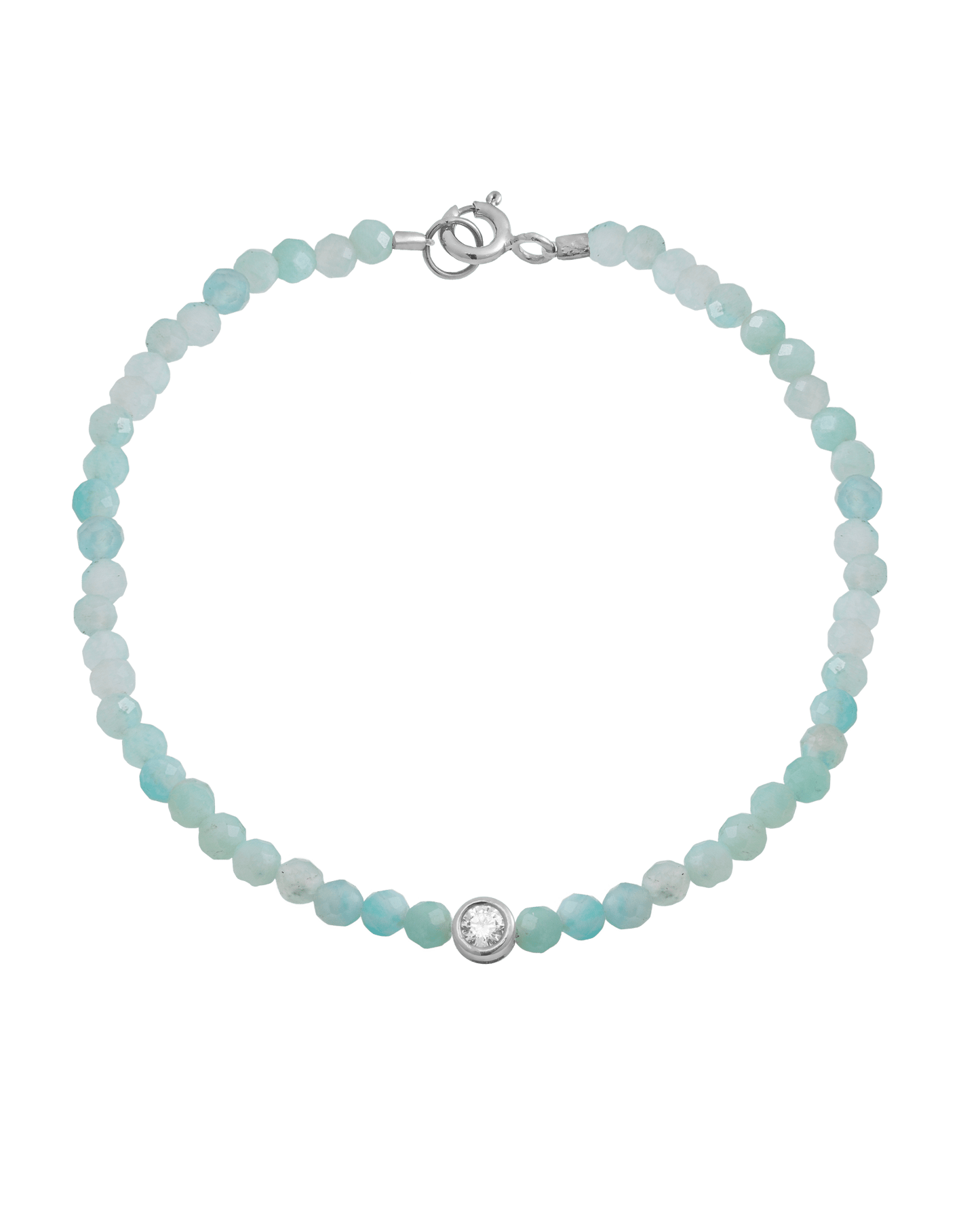 Gemstone & Diamond Bracelet - 14K White Gold Bracelets magal-dev Natural Apatite Small: 0.03ct 6" - S wrist