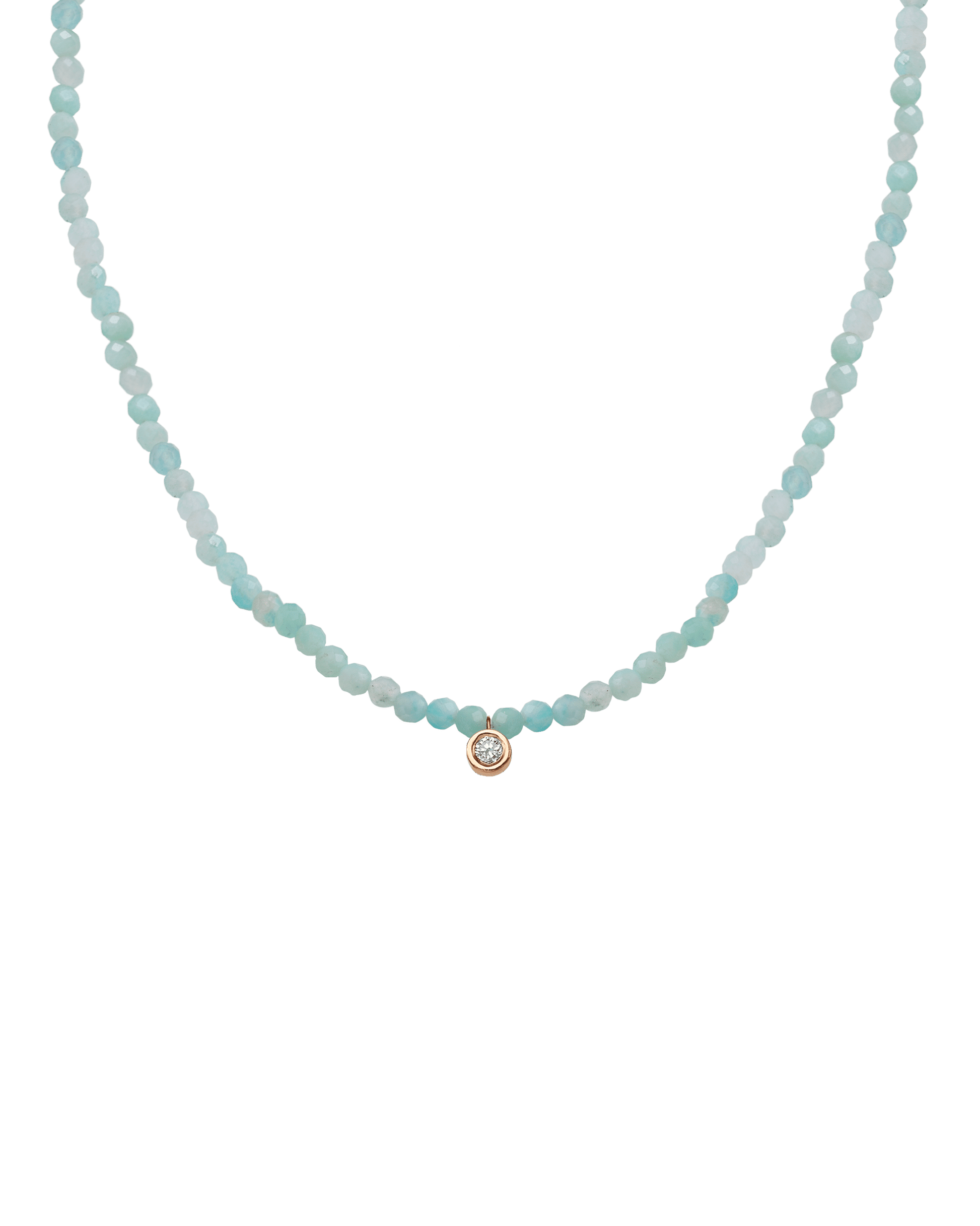 The Gemstone & Diamond Necklace - 14K Rose Gold Necklaces 14K Solid Gold Natural Apatite Medium: 0.04ct 14"
