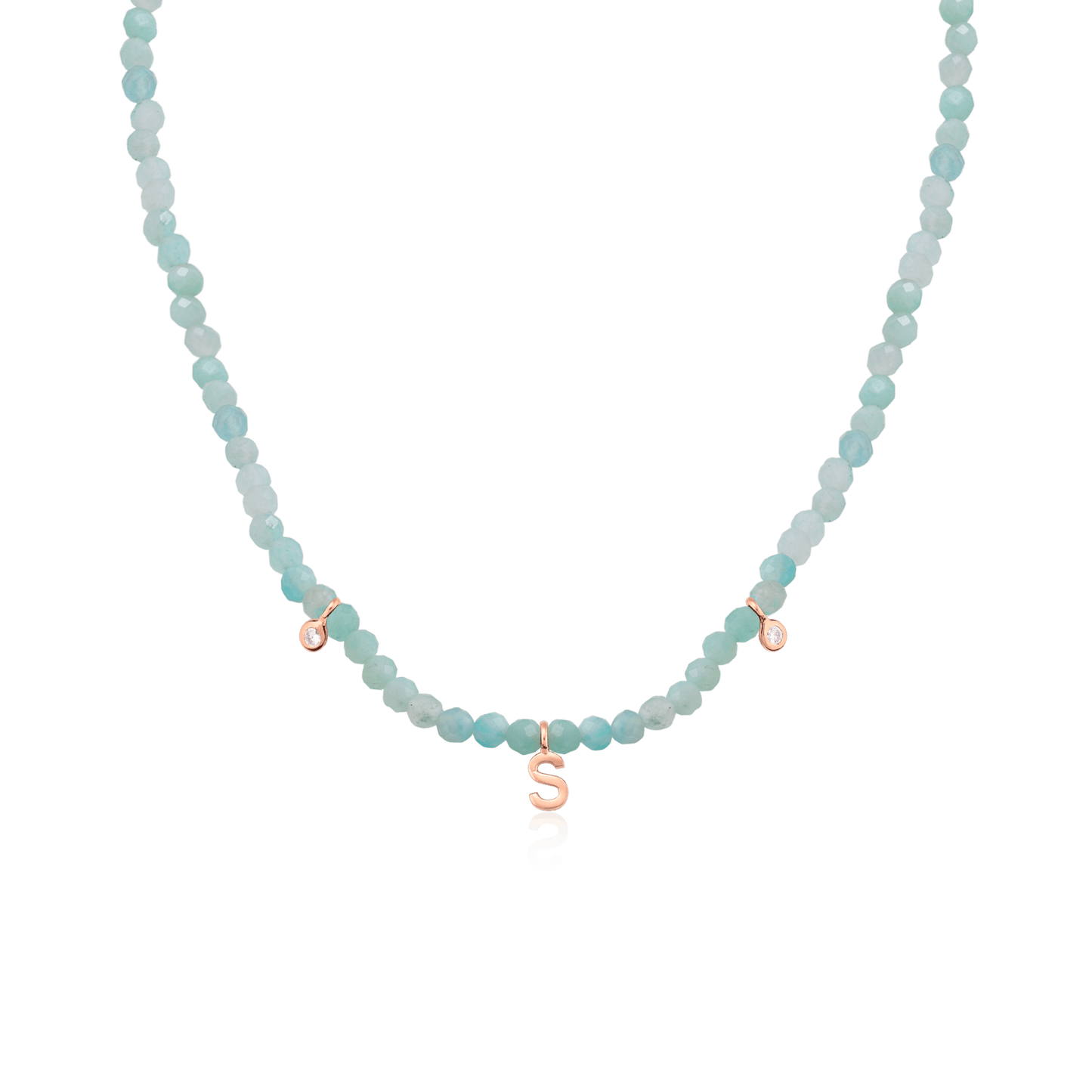 Alexis Necklace - 18K Rose Vermeil Necklaces Gold Vermeil Natural Apatite 14" - Collar