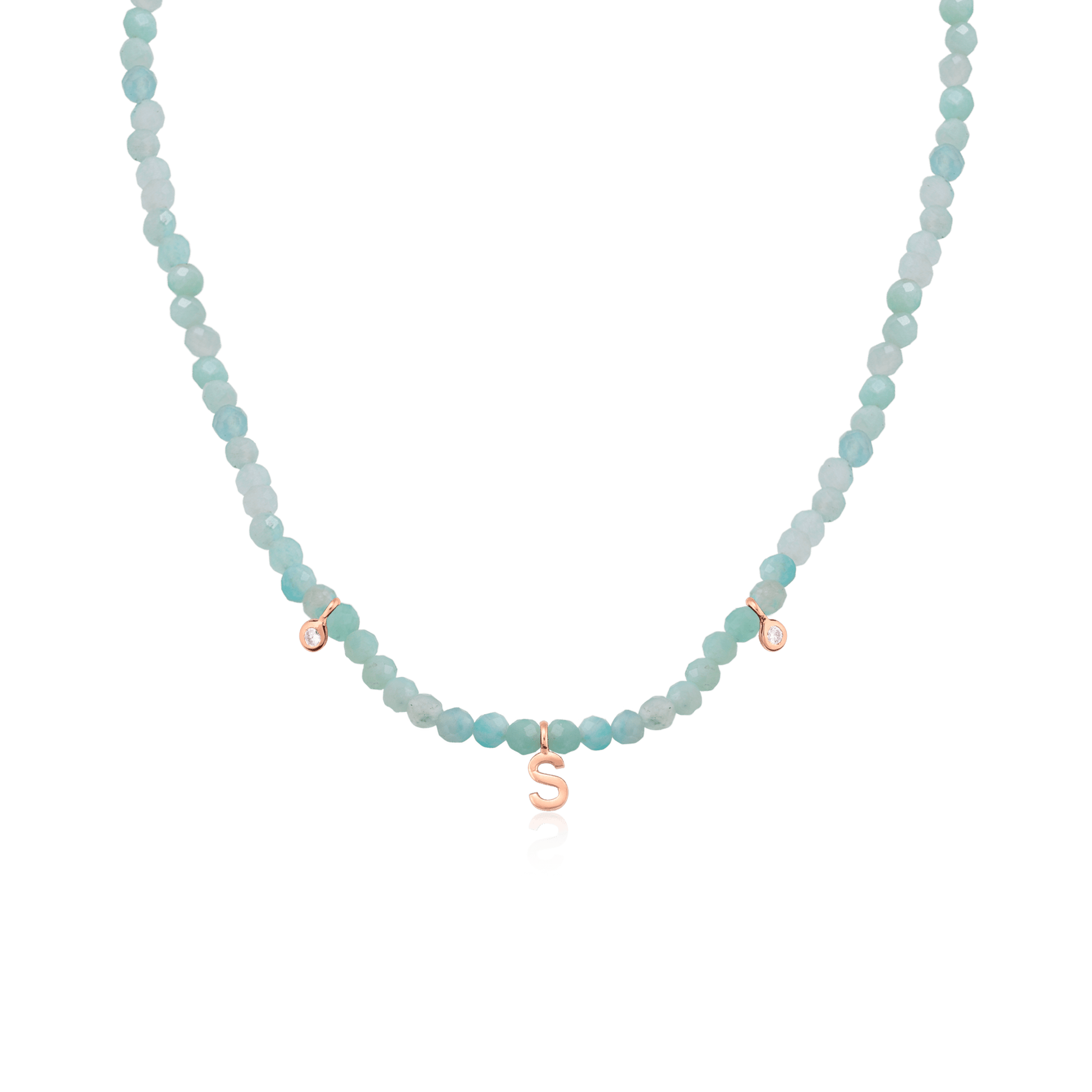 Alexis Necklace - 18K Rose Vermeil Necklaces Gold Vermeil Natural Apatite 14" - Collar