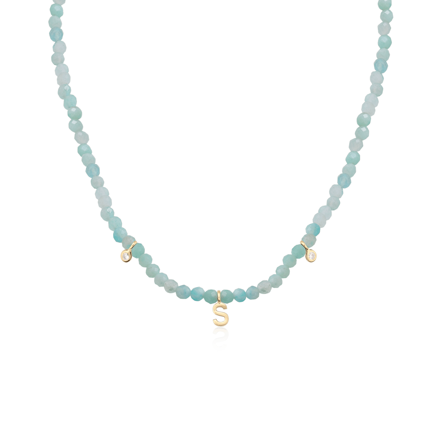 Alexis Necklace - 14K Yellow Gold Necklaces magal-dev Natural Apatite 14" - Collar