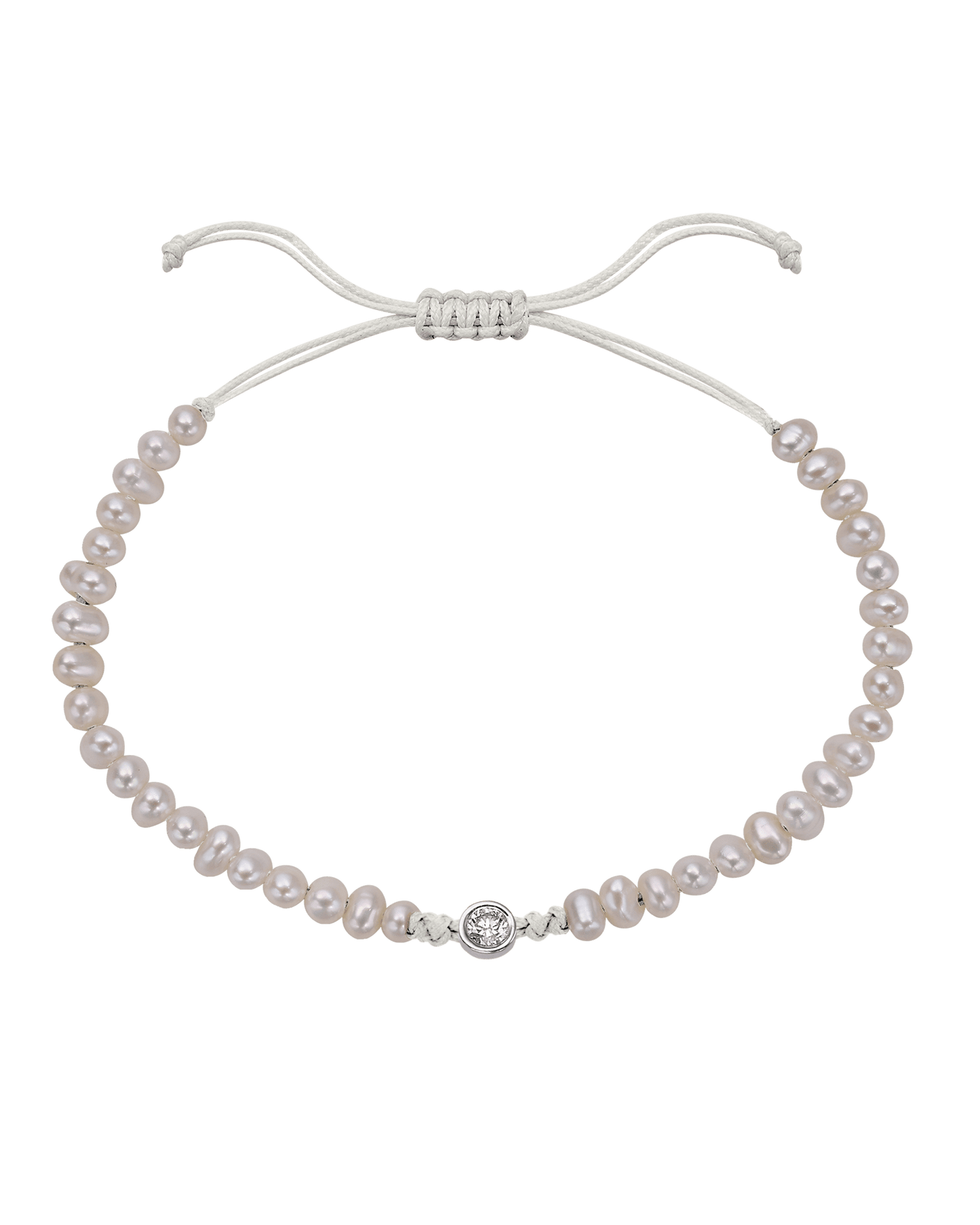 Le String of Love Perles Naturelles - Or Blanc 14 carats Bracelet magal-dev Perle Large: 0.10 carats