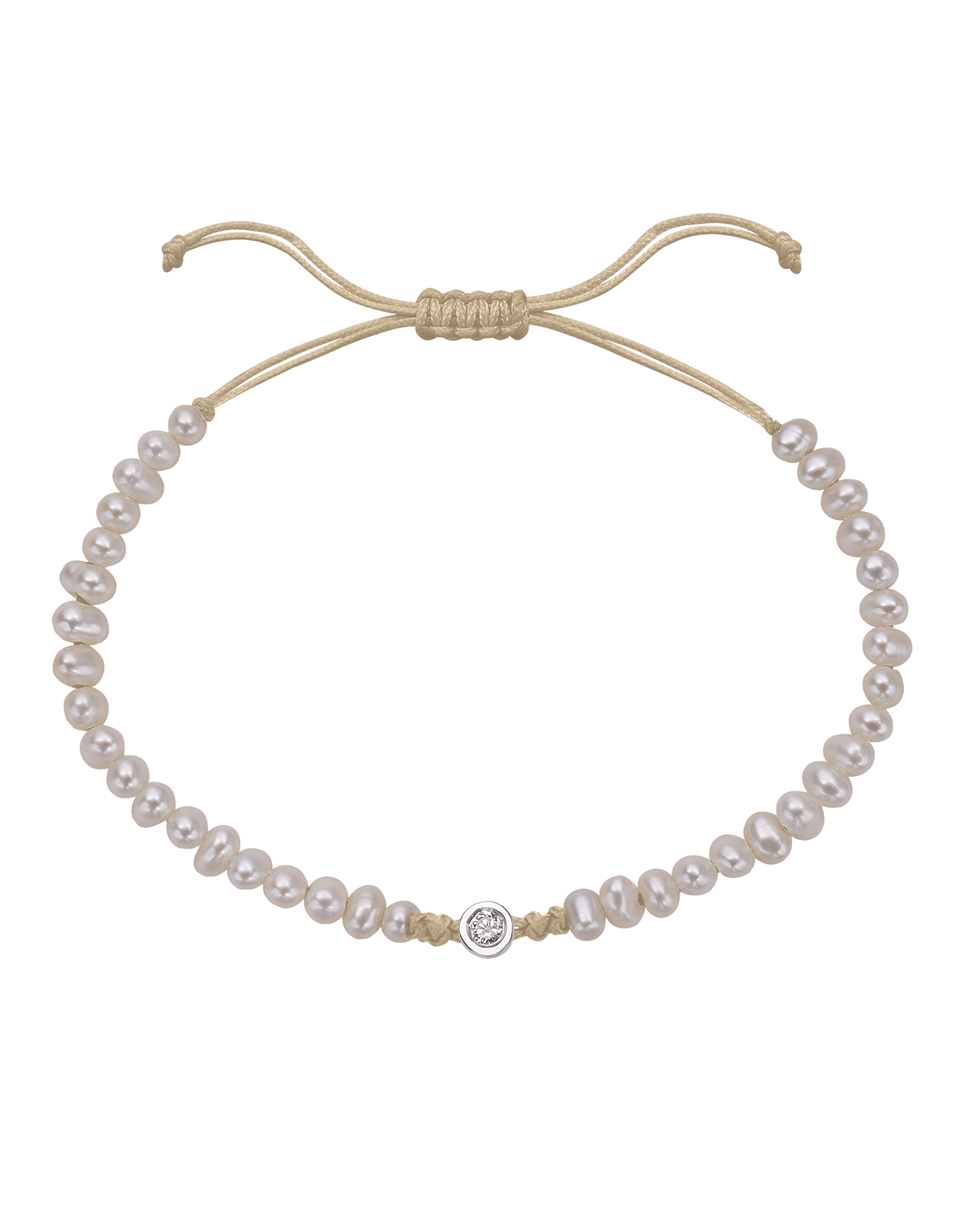 Le String of Love Perles Naturelles - Or Blanc 14 carats Bracelet magal-dev Beige Medium: 0.05 carats