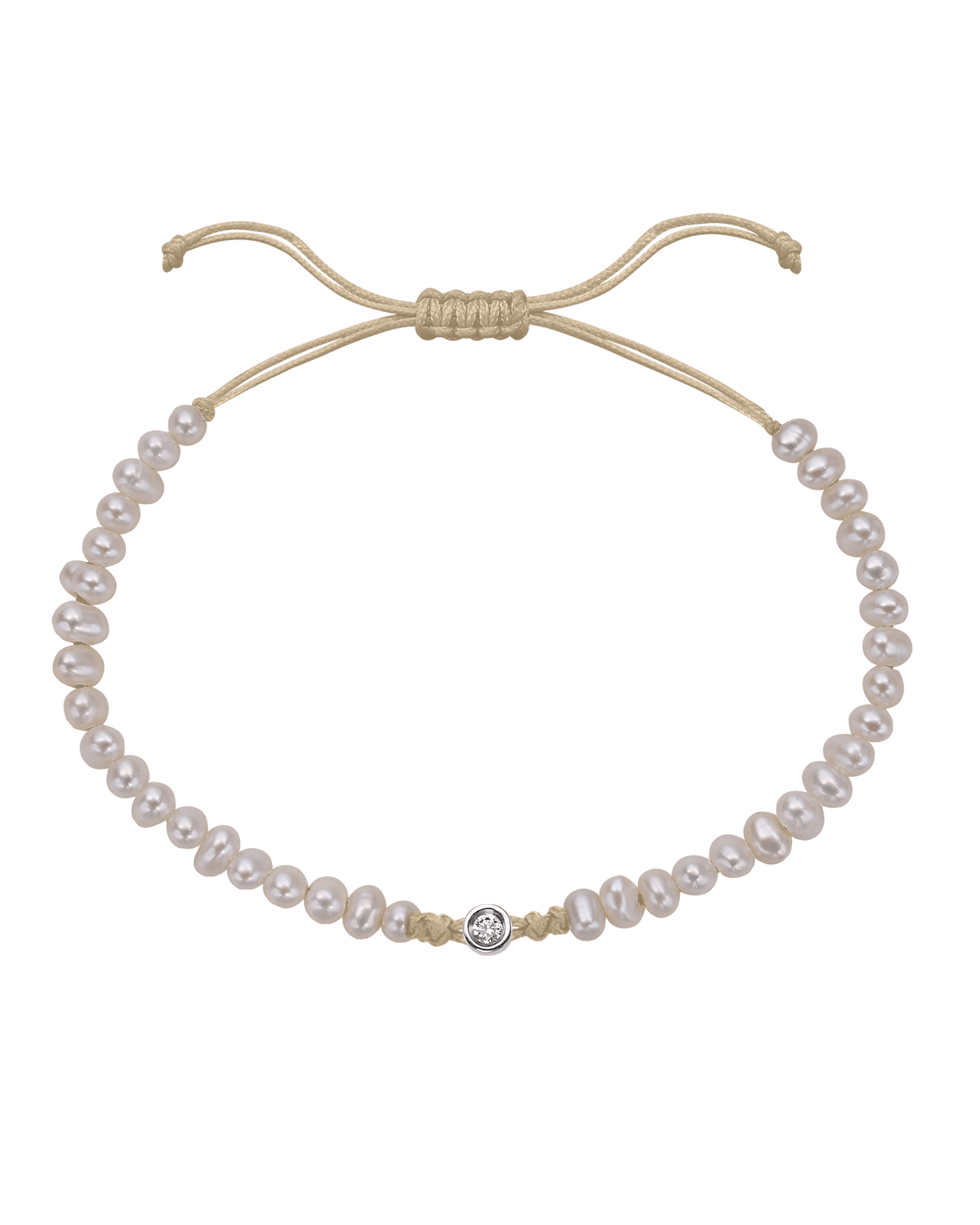 Le String of Love Perles Naturelles - Or Blanc 14 carats Bracelet magal-dev Beige Small: 0.03 carats