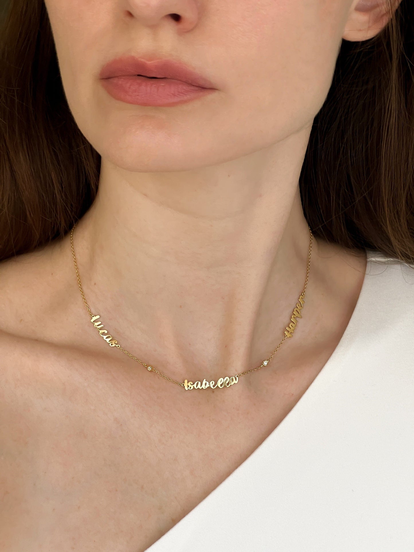Name Necklace with Diamonds - 18K Gold Vermeil Necklaces magal-dev