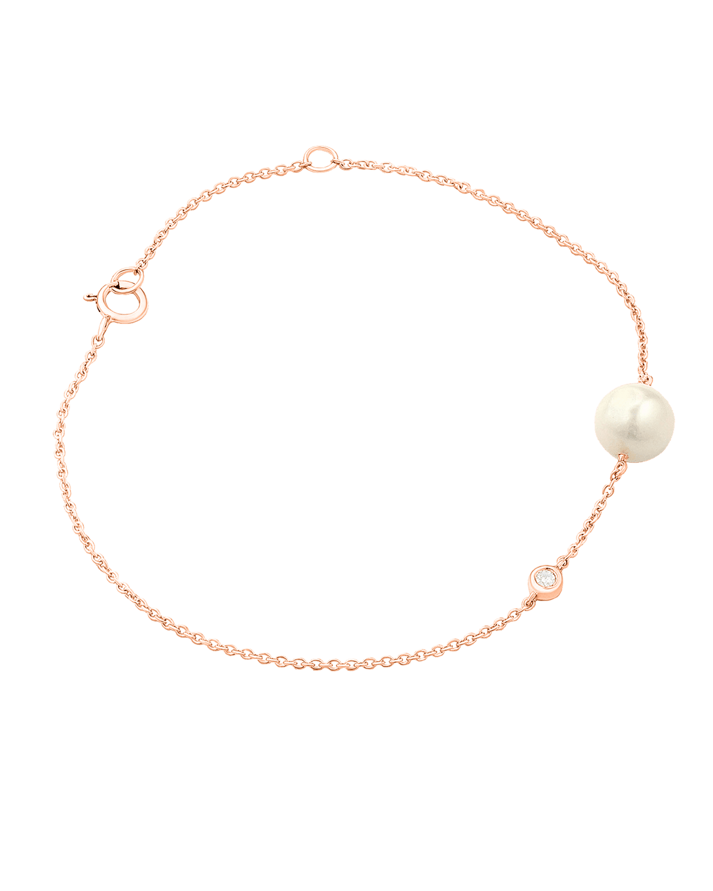 Bracelet Perles Naturelles & Diamant - Or Rose 14 carats Bracelets magal-dev 15cm - 18cm (Poignet: Small - Medium)