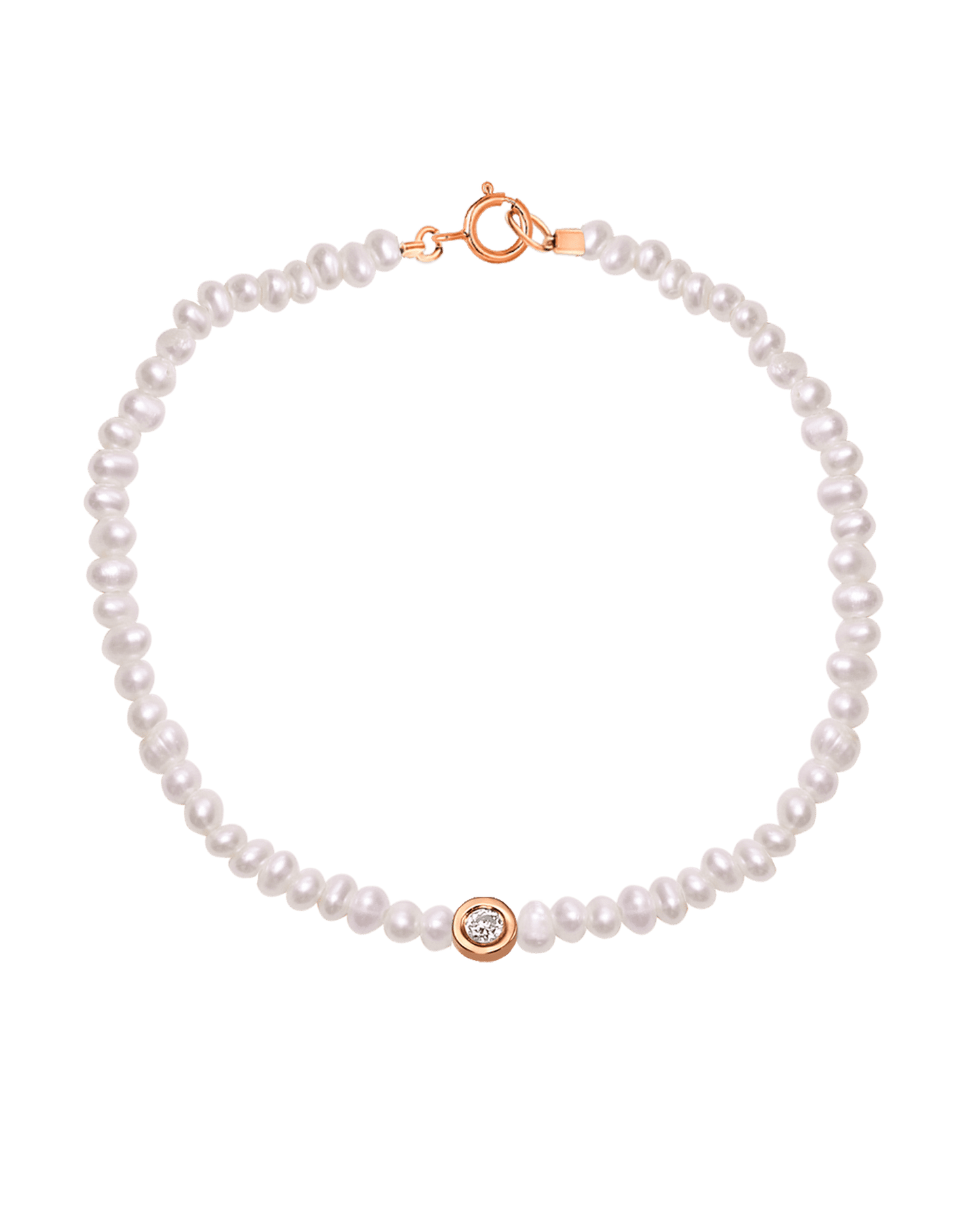 Bracelet Perles & Diamant Naturelles - Or Rose 14 carats Bracelets magal-dev Small: 0.03 carats 15cm (Poignet: Small)