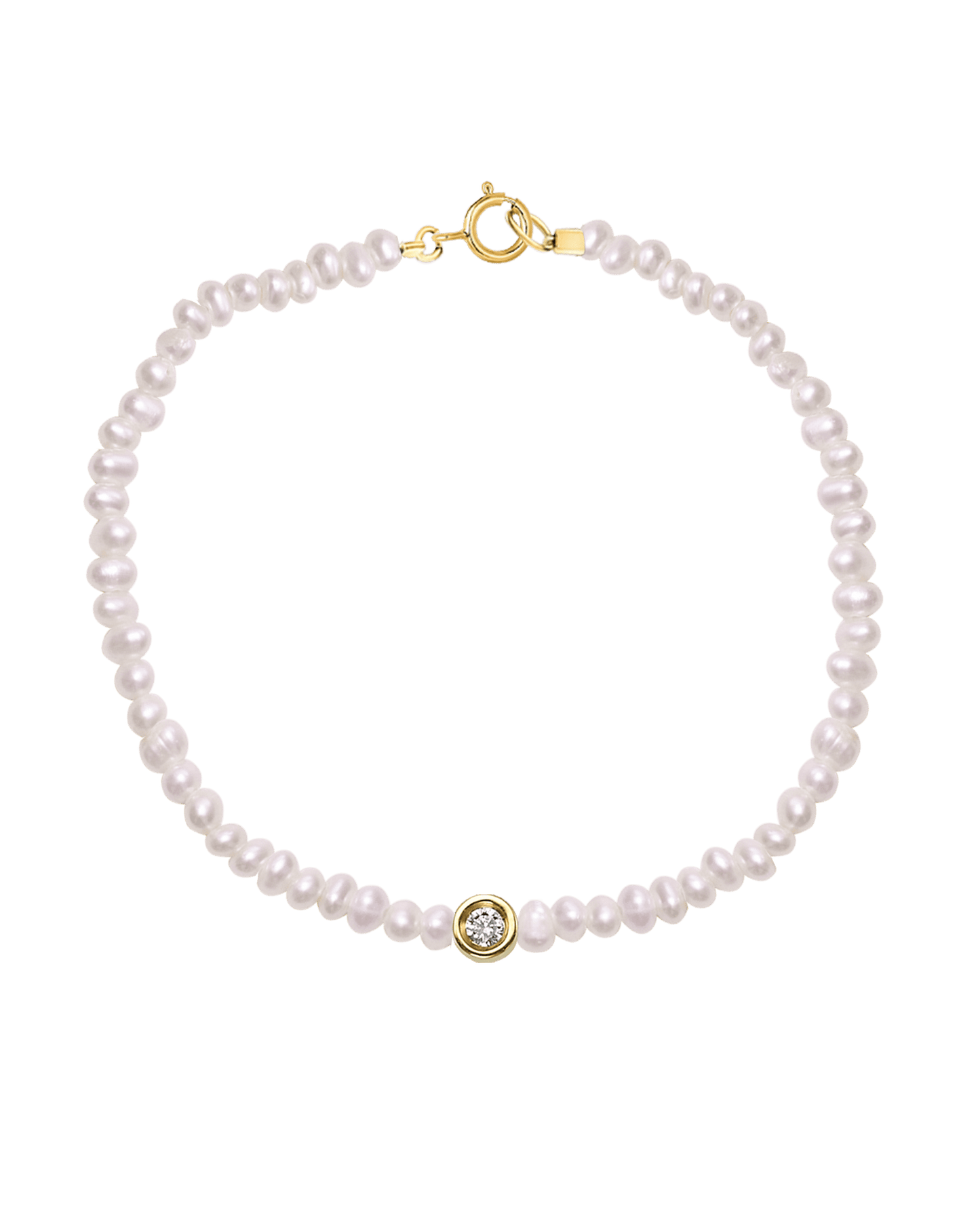 Pearl & Diamond Bracelet - 14K Yellow Gold Bracelets magal-dev Small: 0.03ct 6" - S wrist