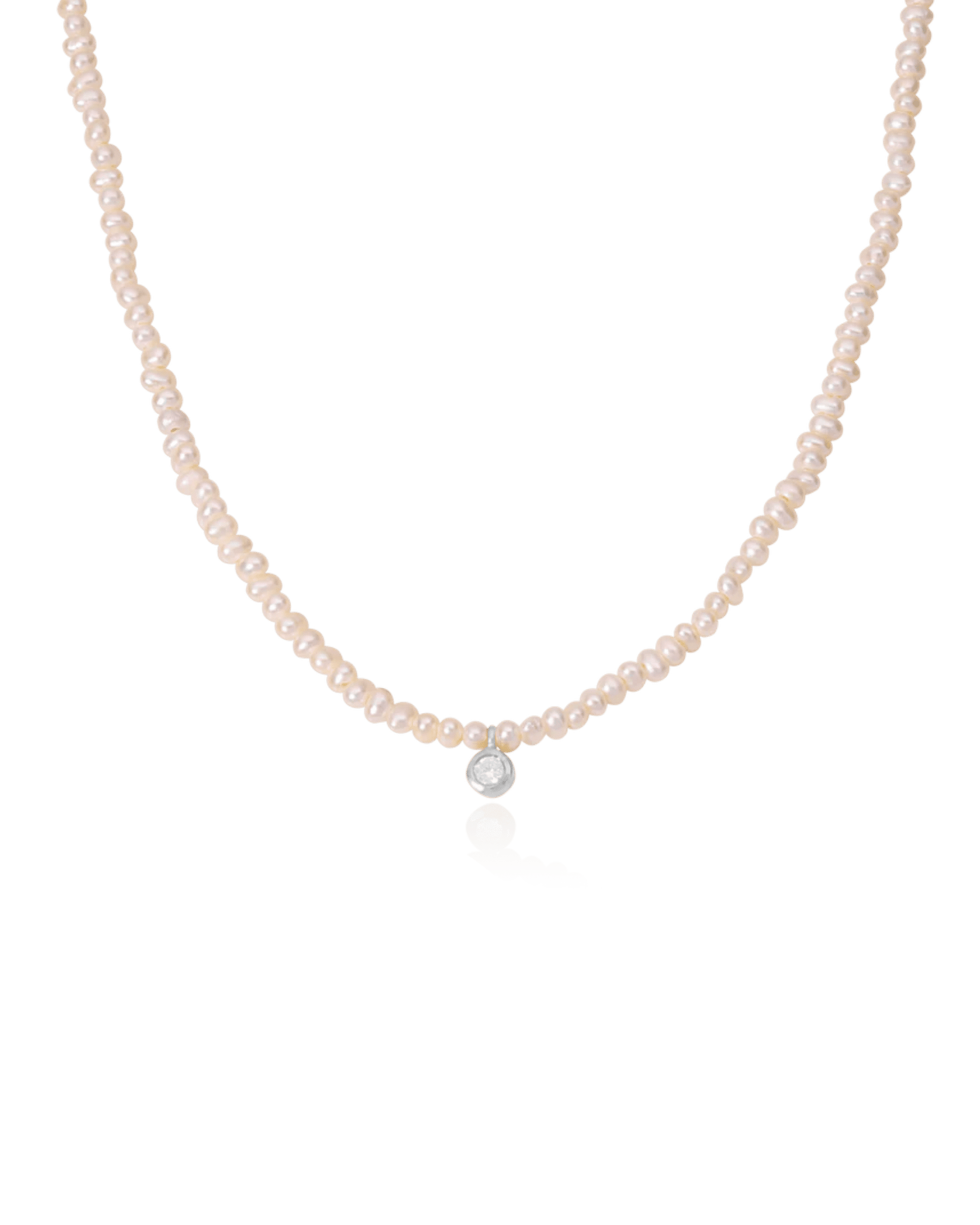 Collier Perles & Diamant - Or Blanc 14 carats Necklaces magal-dev Small: 0.03 carats 40cm