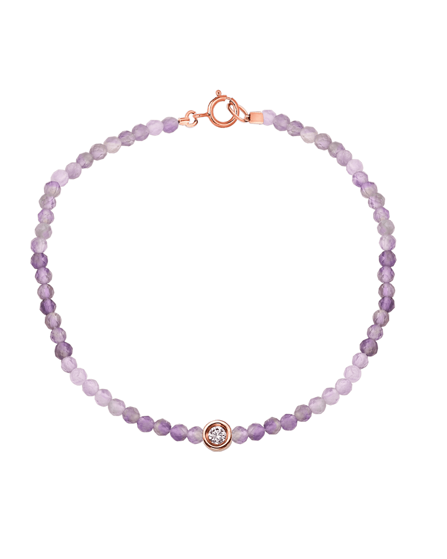 Bracelet Pierres Précieuses & Diamants - Or Rose 14 carats Bracelets magal-dev Améthyste Violette Naturelle Small: 0.03 carats 15cm (Poignet: Small)
