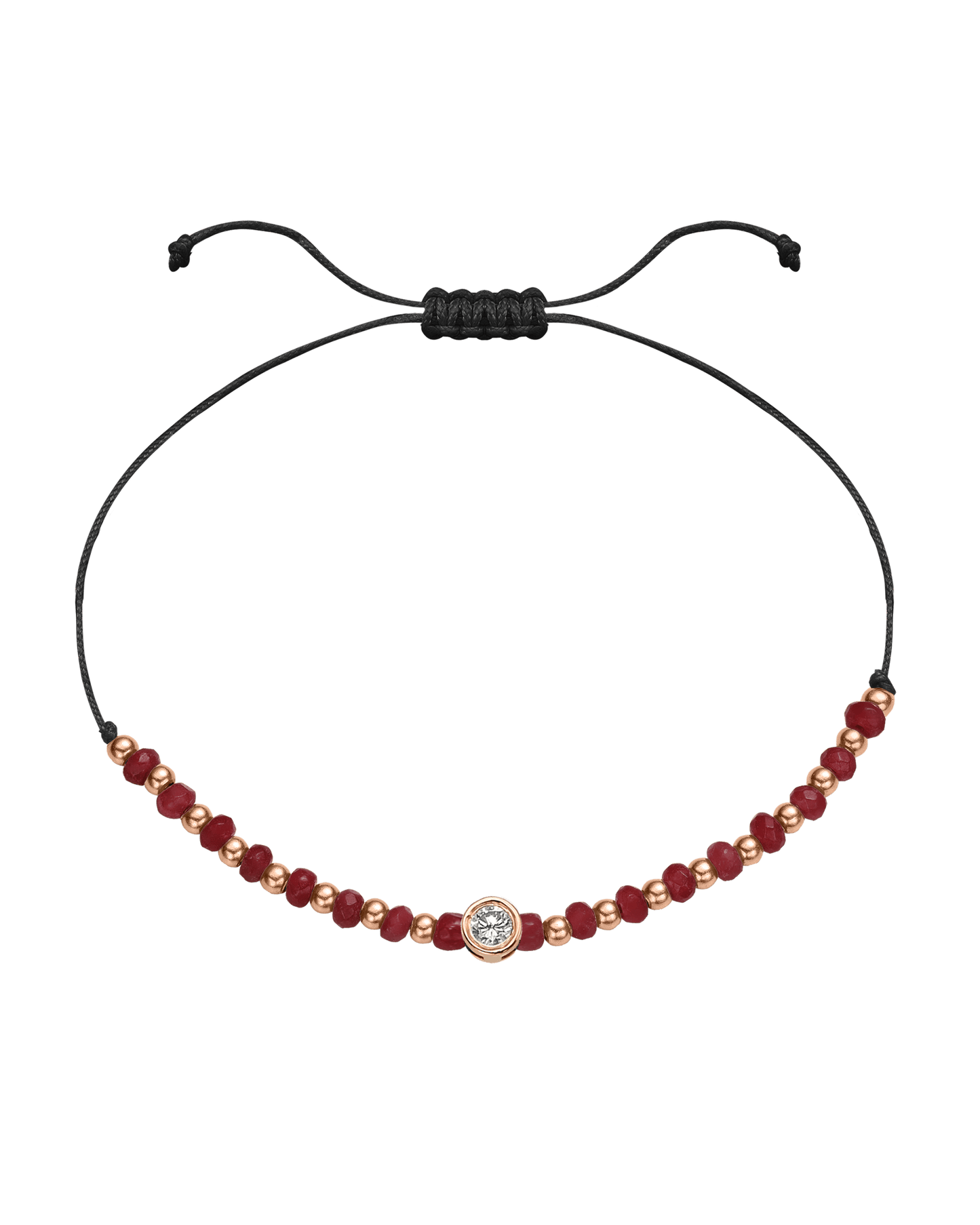 Red Agate Gemstone String of Love Bracelet for Confidence - 14K Rose Gold Bracelet 14K Solid Gold Black Large: 0.1ct