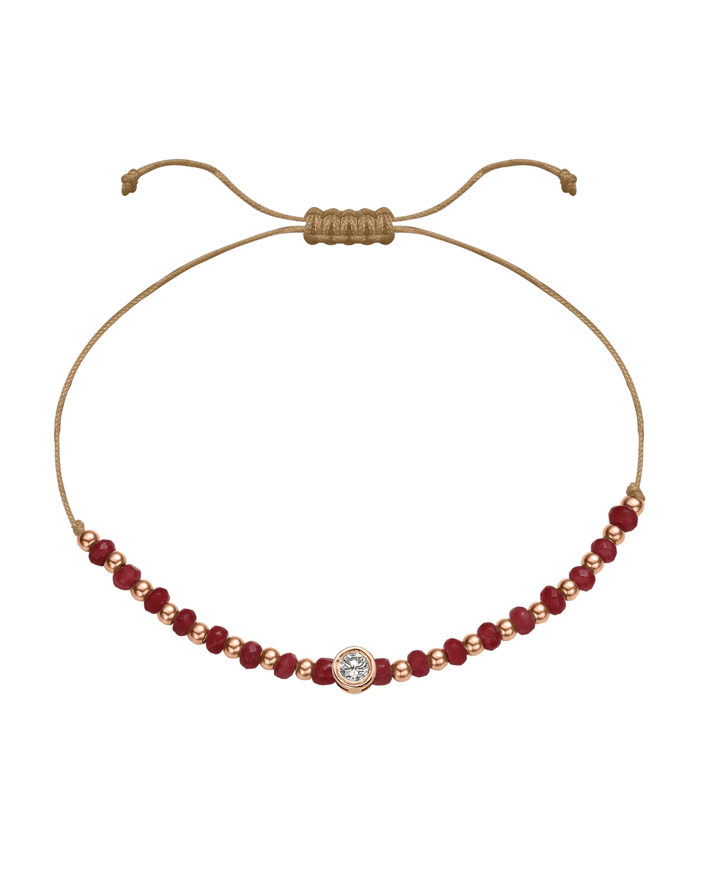 Red Agate Gemstone String of Love Bracelet for Confidence - 14K Rose Gold Bracelet 14K Solid Gold Camel Large: 0.1ct
