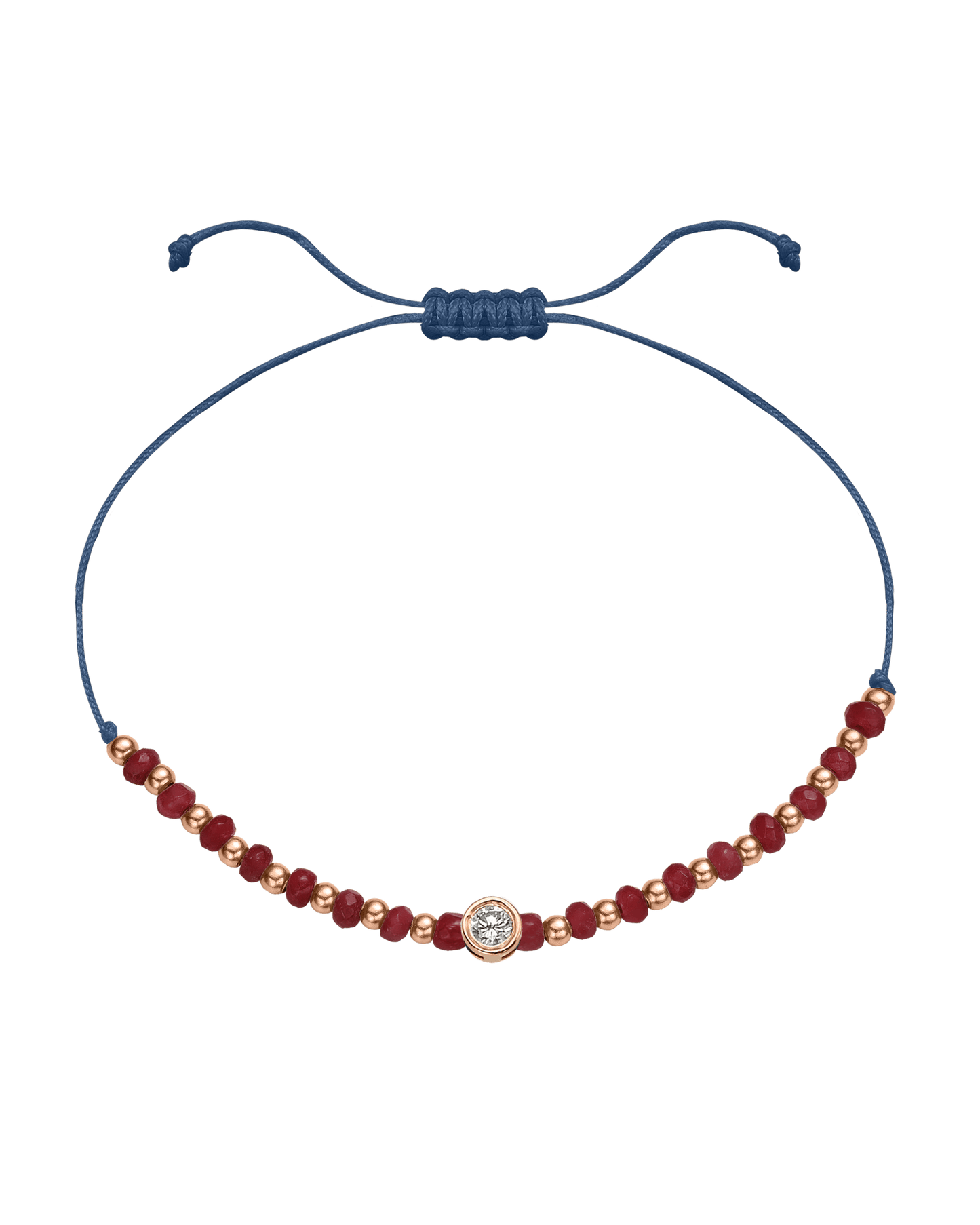 Red Agate Gemstone String of Love Bracelet for Confidence - 14K Rose Gold Bracelet 14K Solid Gold Indigo Large: 0.1ct