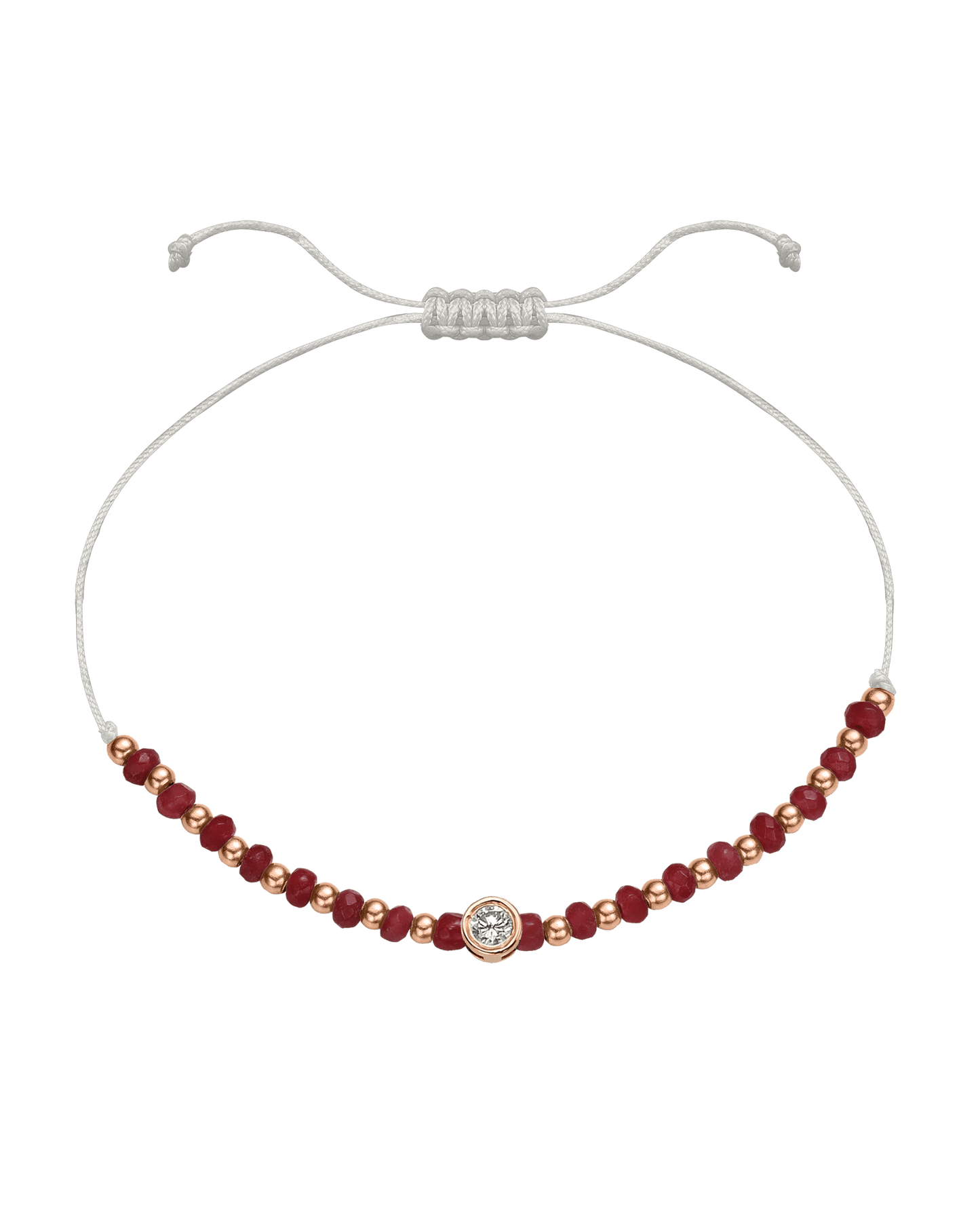 Red Agate Gemstone String of Love Bracelet for Confidence - 14K Rose Gold Bracelet 14K Solid Gold Pearl Large: 0.1ct