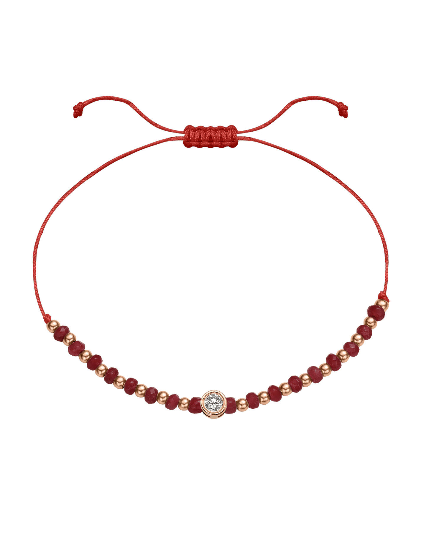 Red Agate Gemstone String of Love Bracelet for Confidence - 14K Rose Gold Bracelet 14K Solid Gold Red Large: 0.1ct