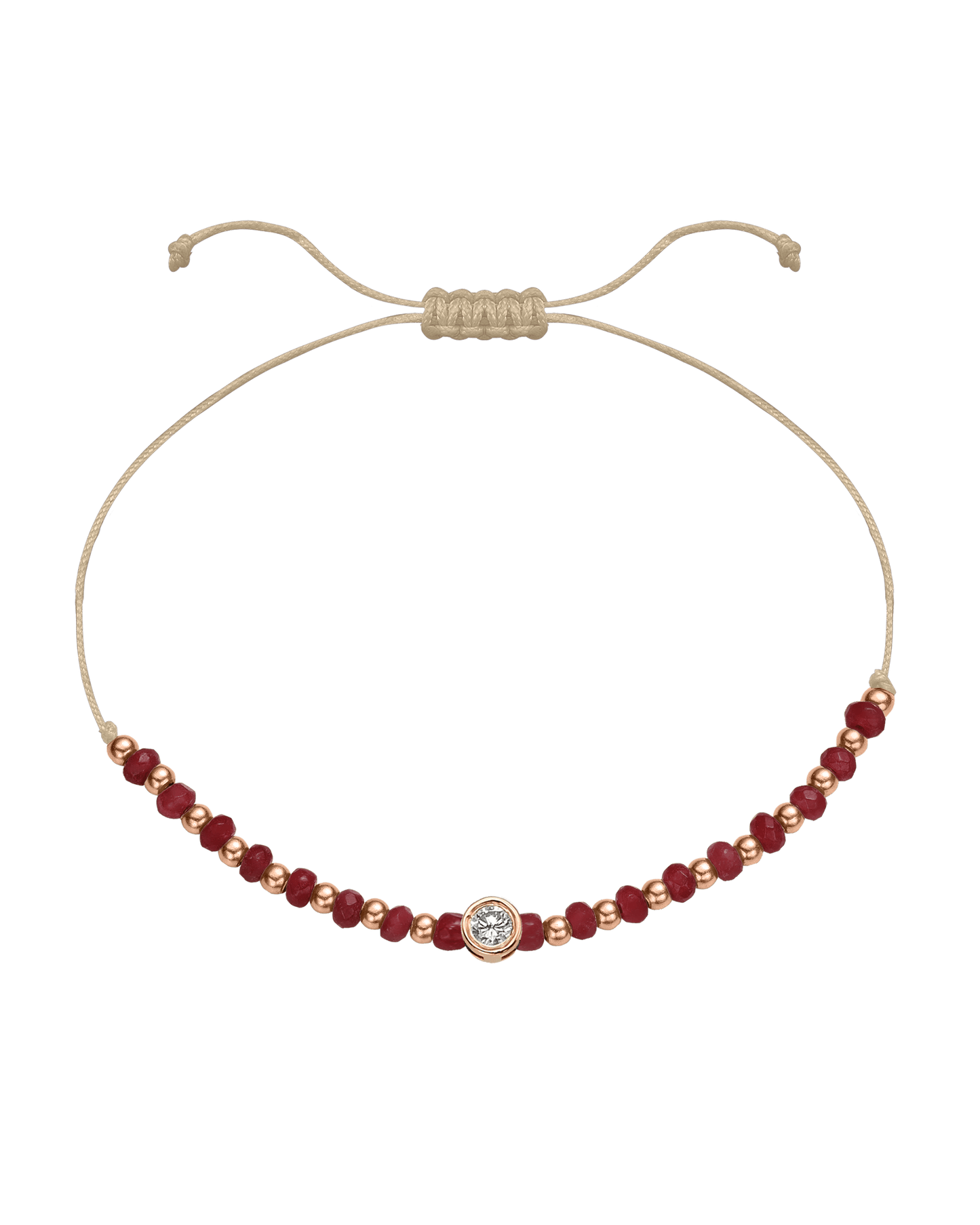 Red Agate Gemstone String of Love Bracelet for Confidence - 14K Rose Gold Bracelet 14K Solid Gold Beige Large: 0.1ct