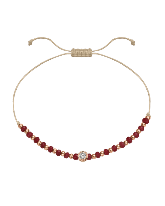 Red Agate Gemstone String of Love Bracelet for Confidence - 14K Rose Gold Bracelet 14K Solid Gold Beige Large: 0.1ct