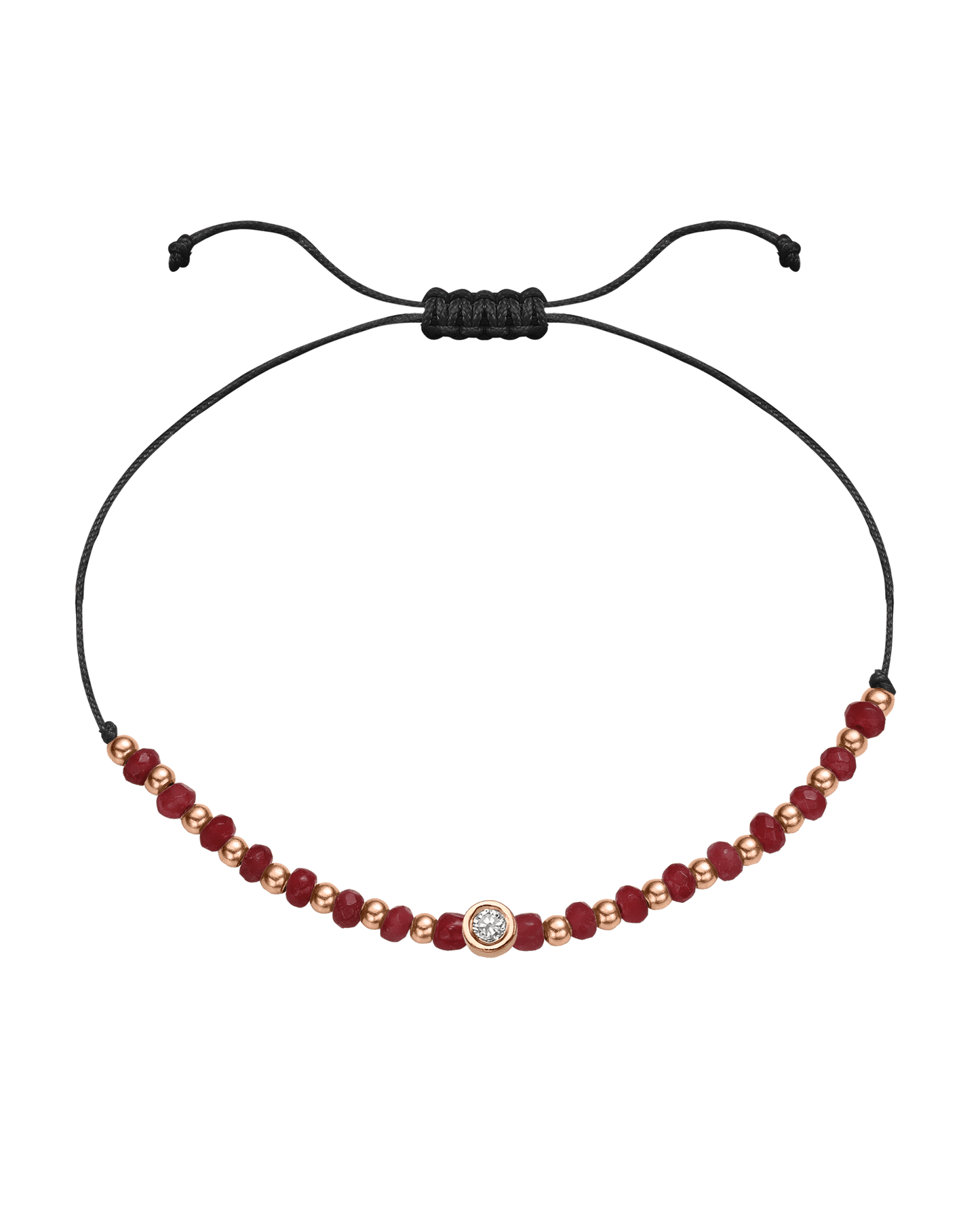 Red Agate Gemstone String of Love Bracelet for Confidence - 14K Rose Gold Bracelet 14K Solid Gold Black Medium: 0.04ct