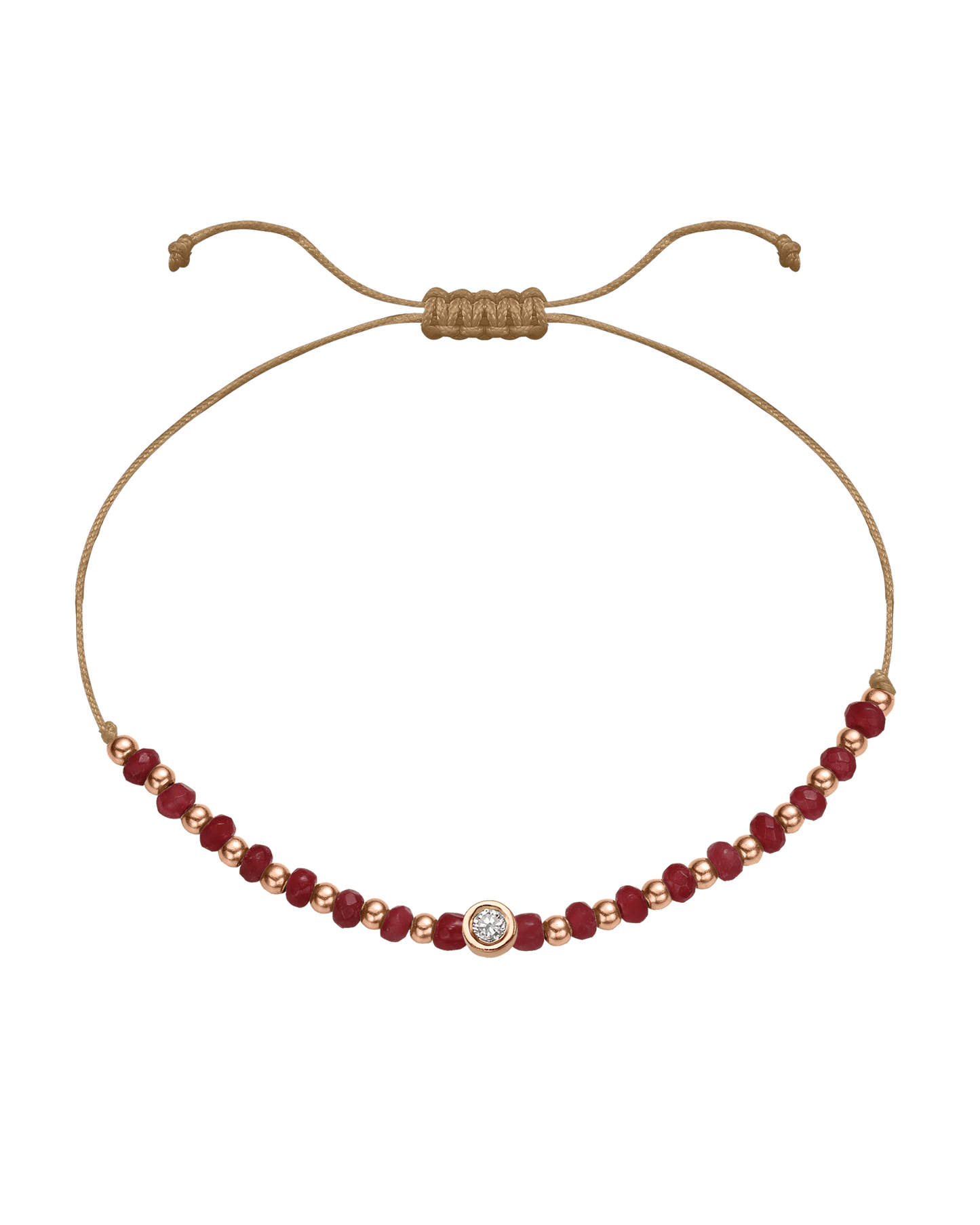 Red Agate Gemstone String of Love Bracelet for Confidence - 14K Rose Gold Bracelet 14K Solid Gold Camel Medium: 0.04ct