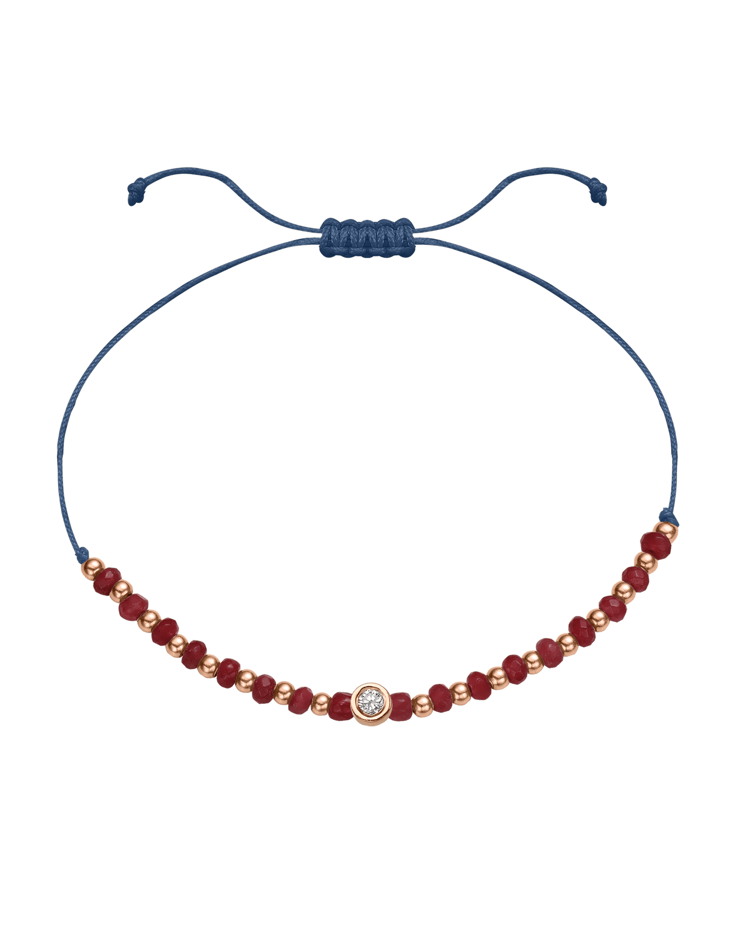 Red Agate Gemstone String of Love Bracelet for Confidence - 14K Rose Gold Bracelet 14K Solid Gold Indigo Medium: 0.04ct