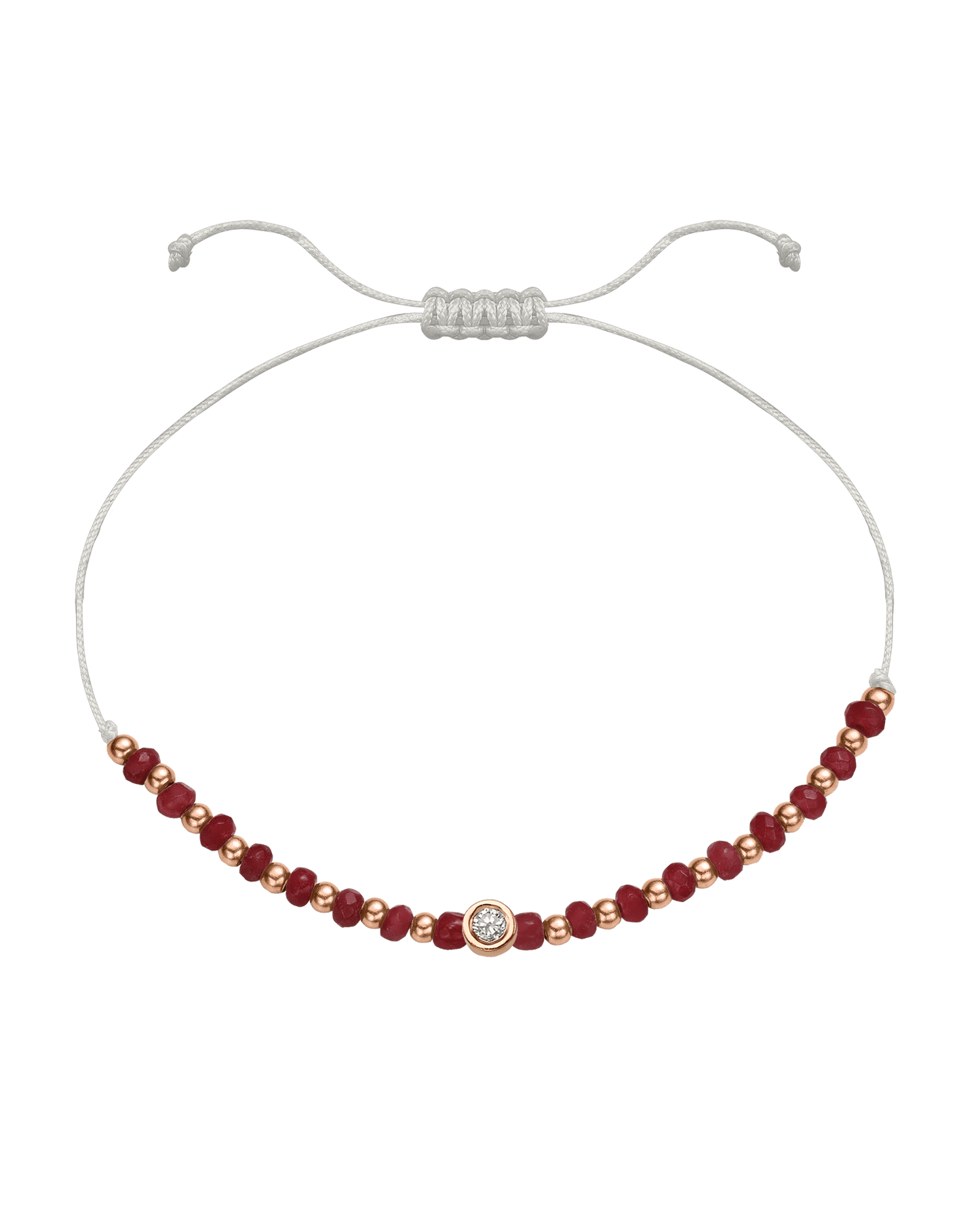 Red Agate Gemstone String of Love Bracelet for Confidence - 14K Rose Gold Bracelet 14K Solid Gold Pearl Medium: 0.04ct