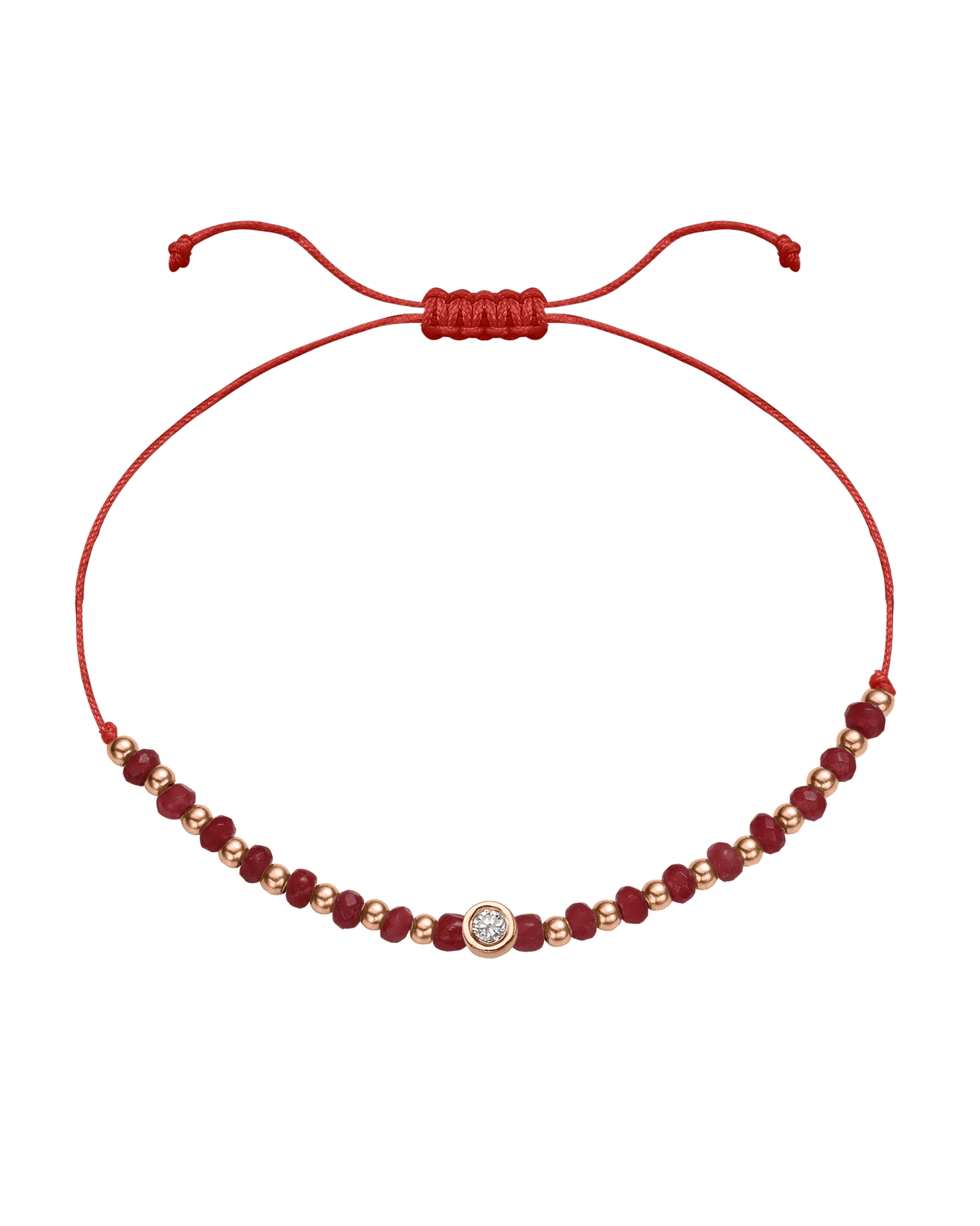 Red Agate Gemstone String of Love Bracelet for Confidence - 14K Rose Gold Bracelet 14K Solid Gold Red Medium: 0.04ct