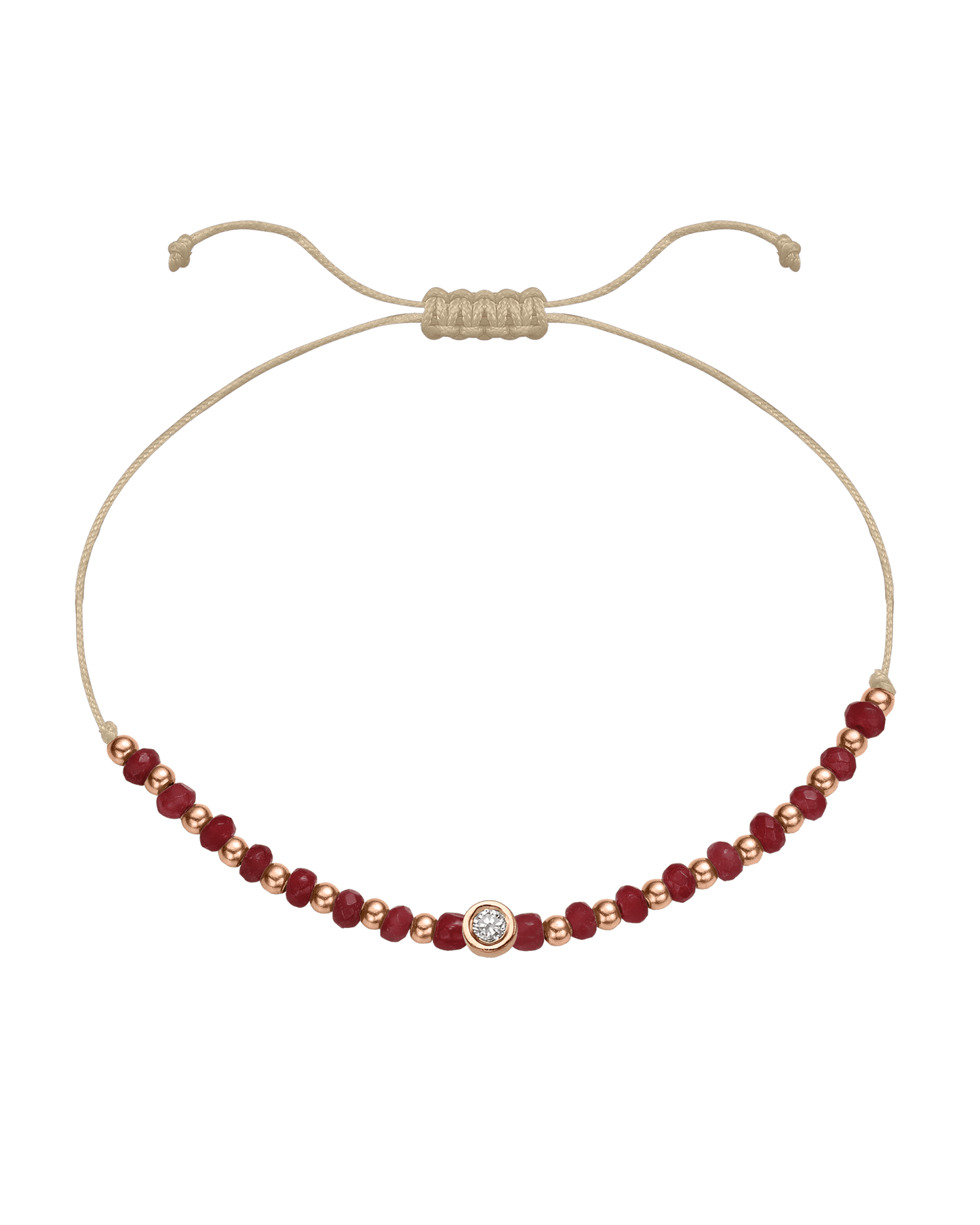 Red Agate Gemstone String of Love Bracelet for Confidence - 14K Rose Gold Bracelet 14K Solid Gold Beige Medium: 0.04ct