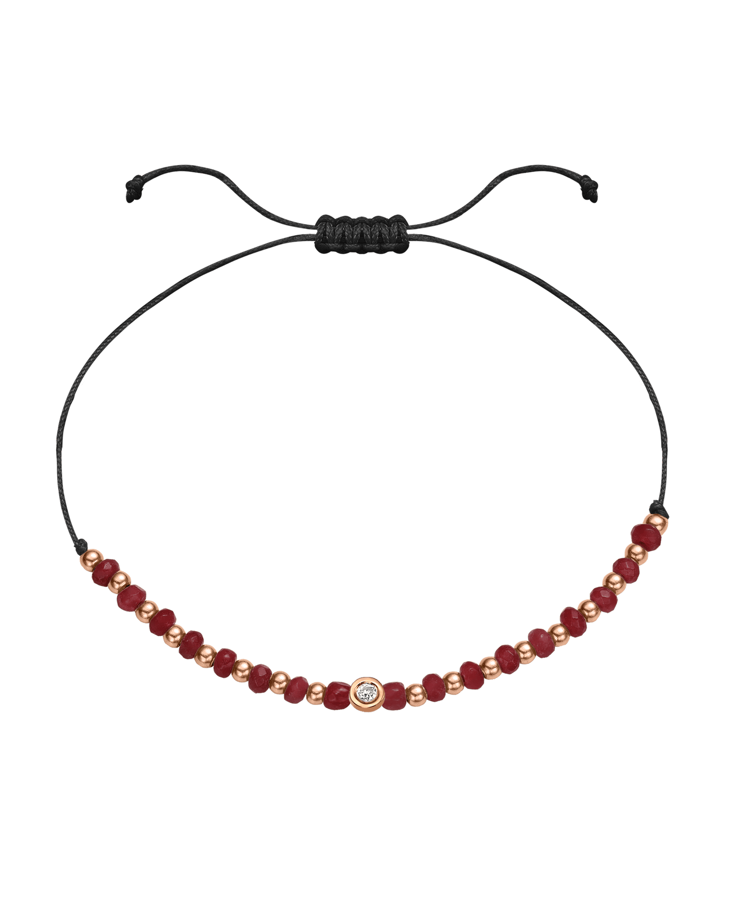 Red Agate Gemstone String of Love Bracelet for Confidence - 14K Rose Gold Bracelet 14K Solid Gold Black Small: 0.03ct