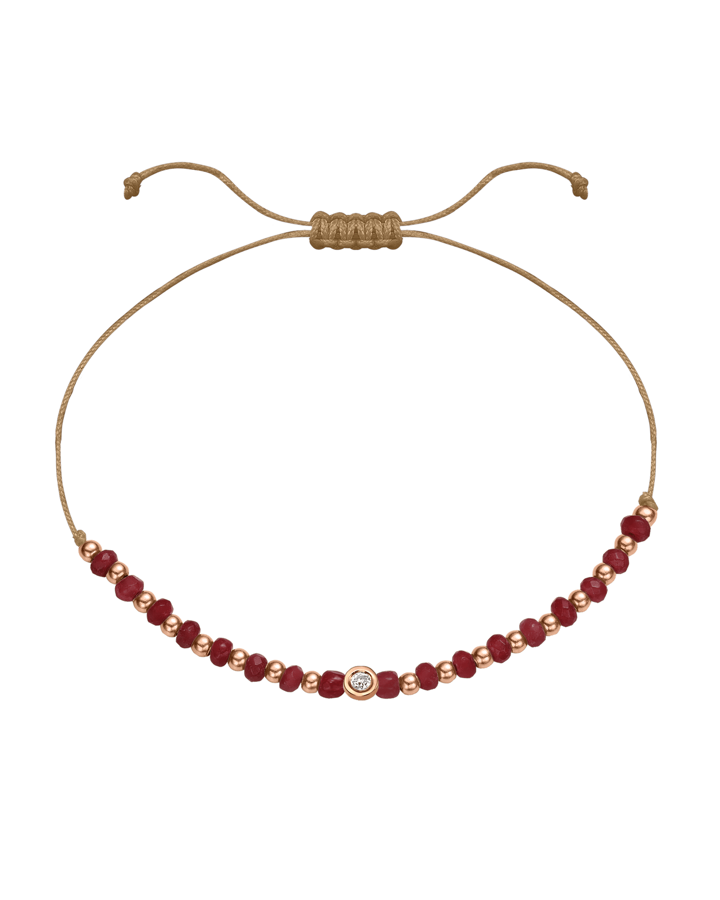 Red Agate Gemstone String of Love Bracelet for Confidence - 14K Rose Gold Bracelet 14K Solid Gold Camel Small: 0.03ct