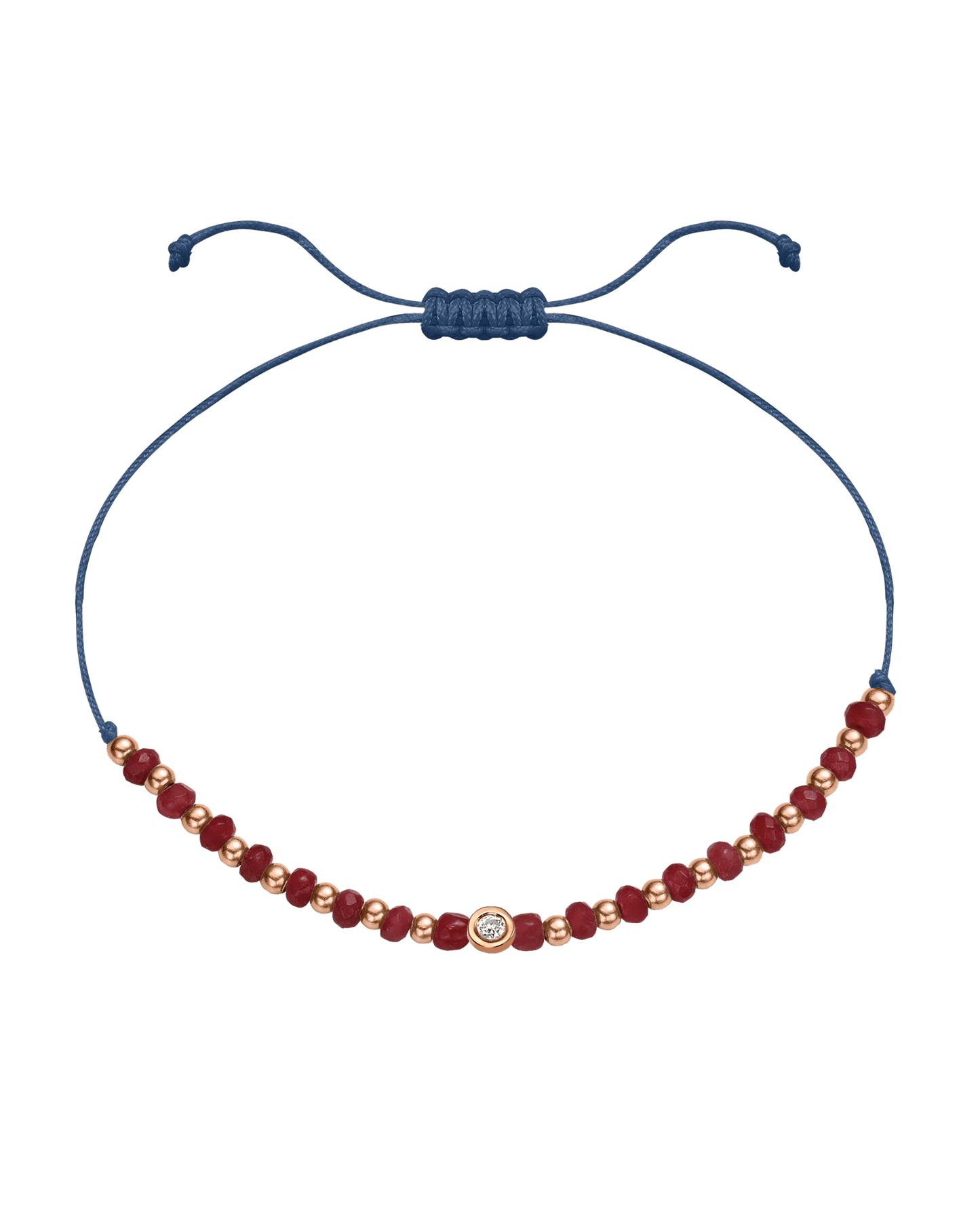 Red Agate Gemstone String of Love Bracelet for Confidence - 14K Rose Gold Bracelet 14K Solid Gold Indigo Small: 0.03ct