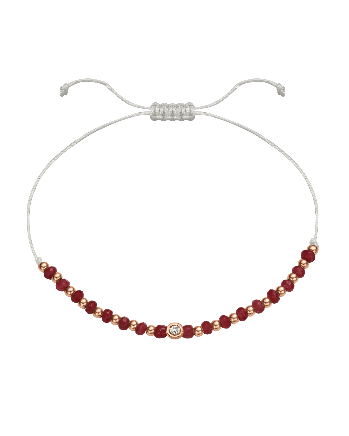 Red Agate Gemstone String of Love Bracelet for Confidence - 14K Rose Gold Bracelet 14K Solid Gold Pearl Small: 0.03ct