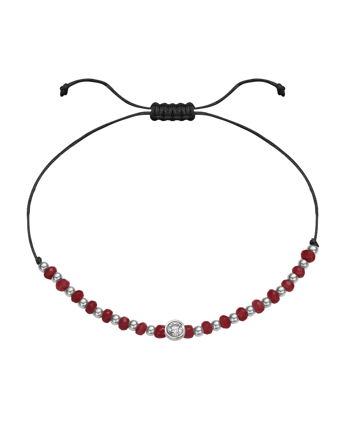 Red Agate Gemstone String of Love Bracelet for Confidence - 14K White Gold Bracelet 14K Solid Gold Black Large: 0.1ct