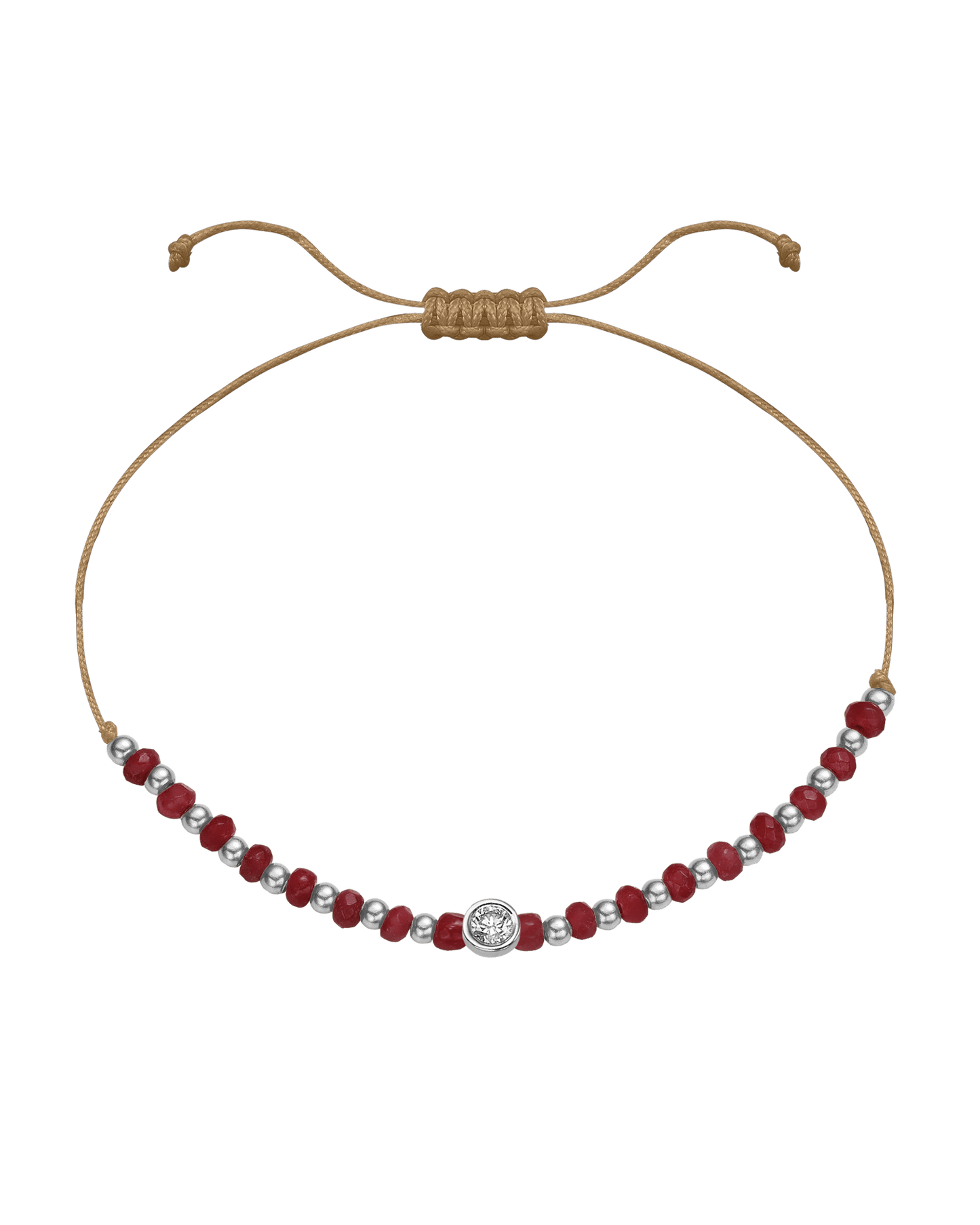 Red Agate Gemstone String of Love Bracelet for Confidence - 14K White Gold Bracelet 14K Solid Gold Camel Large: 0.1ct