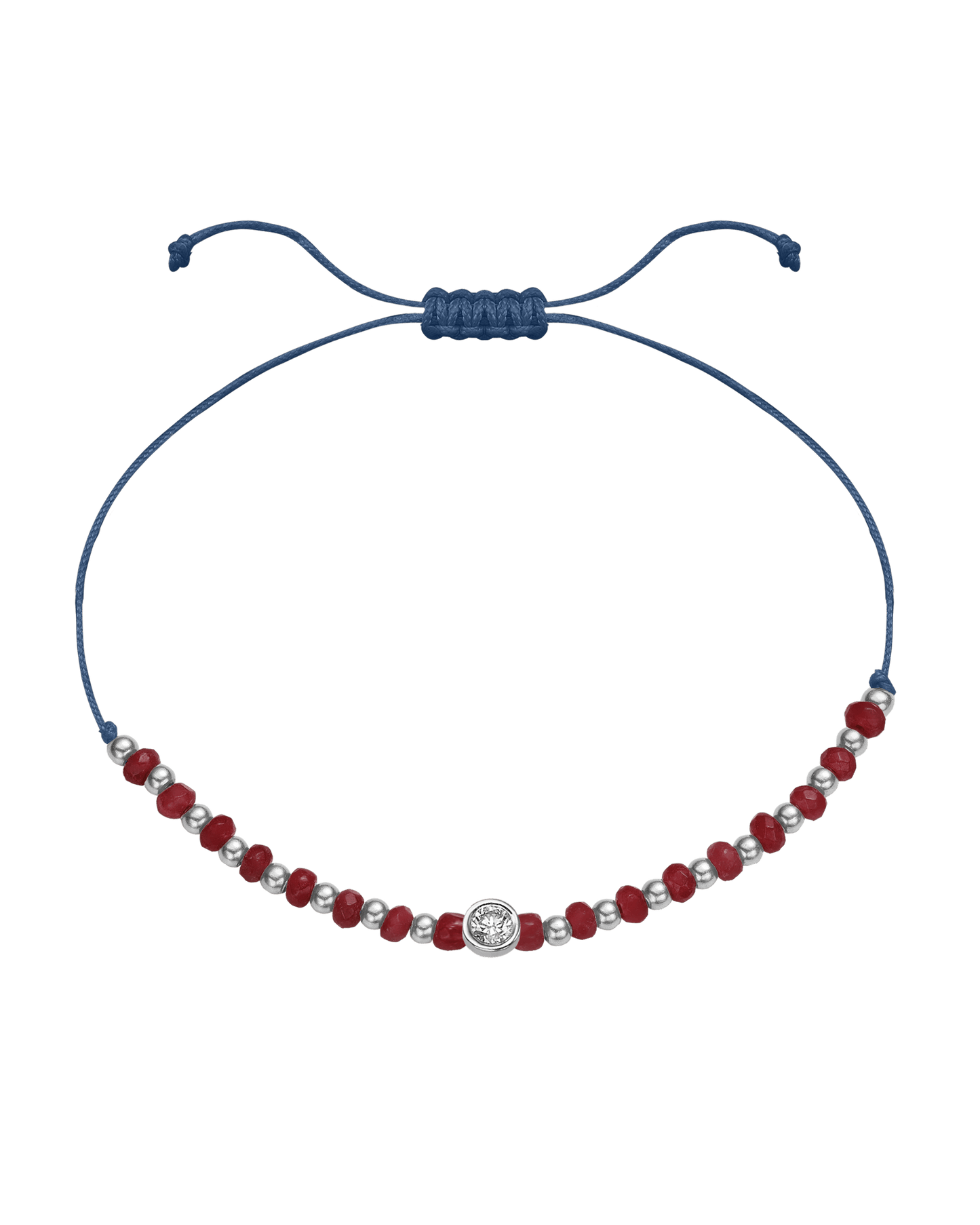 Red Agate Gemstone String of Love Bracelet for Confidence - 14K White Gold Bracelet 14K Solid Gold Indigo Large: 0.1ct