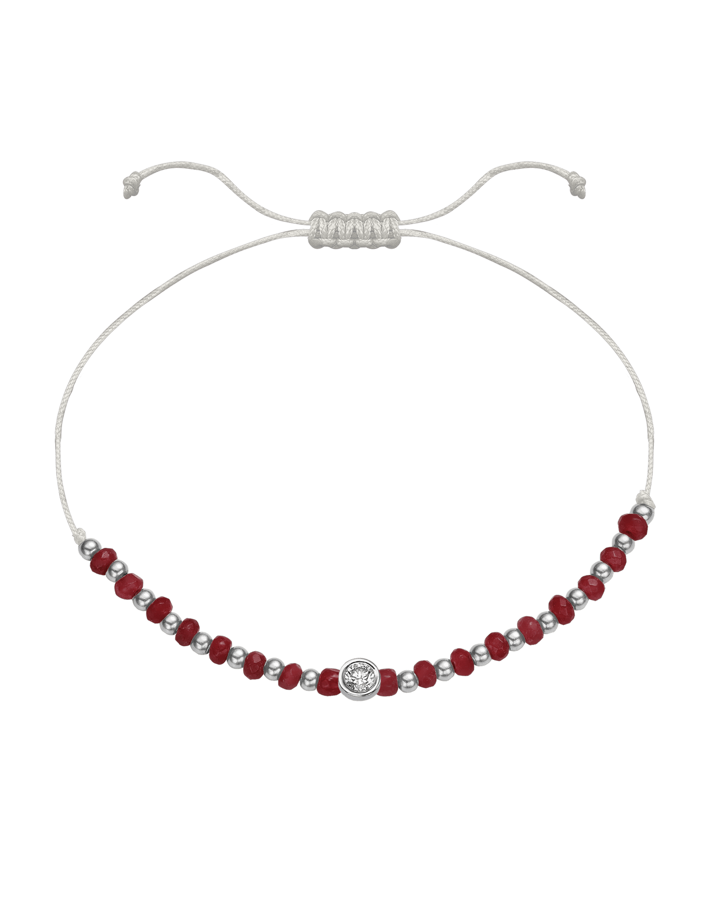 Red Agate Gemstone String of Love Bracelet for Confidence - 14K White Gold Bracelet 14K Solid Gold Pearl Large: 0.1ct