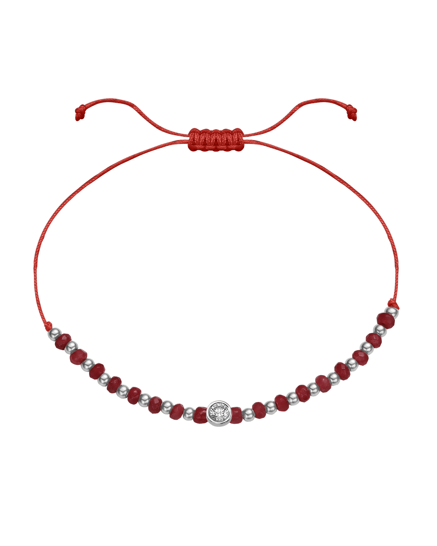 Red Agate Gemstone String of Love Bracelet for Confidence - 14K White Gold Bracelet 14K Solid Gold Red Large: 0.1ct
