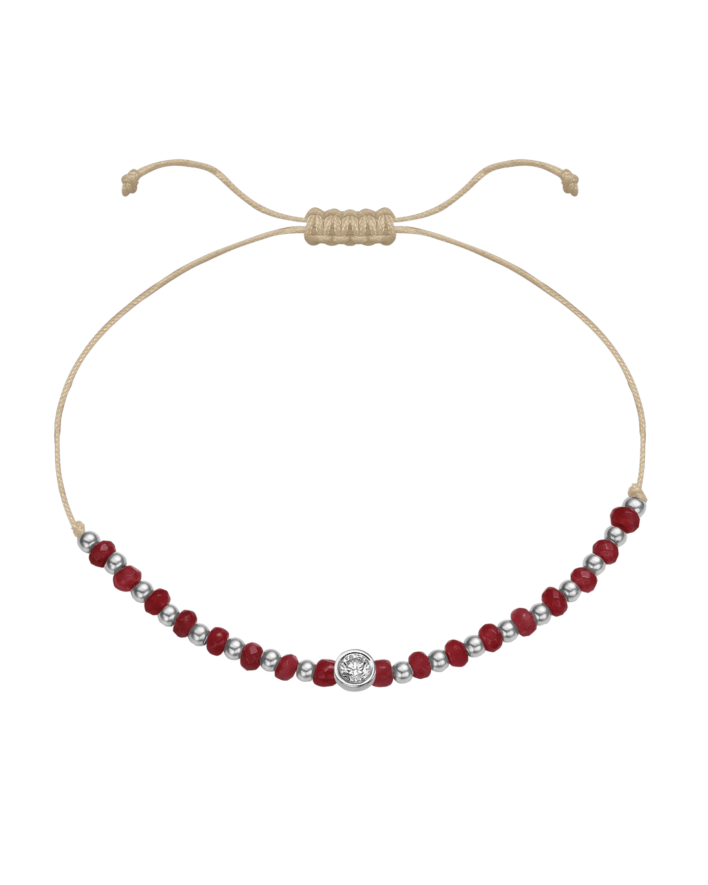 Red Agate Gemstone String of Love Bracelet for Confidence - 14K White Gold Bracelet 14K Solid Gold Beige Large: 0.1ct
