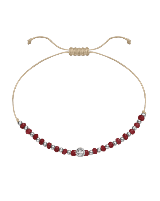 Red Agate Gemstone String of Love Bracelet for Confidence - 14K White Gold Bracelet 14K Solid Gold Beige Large: 0.1ct