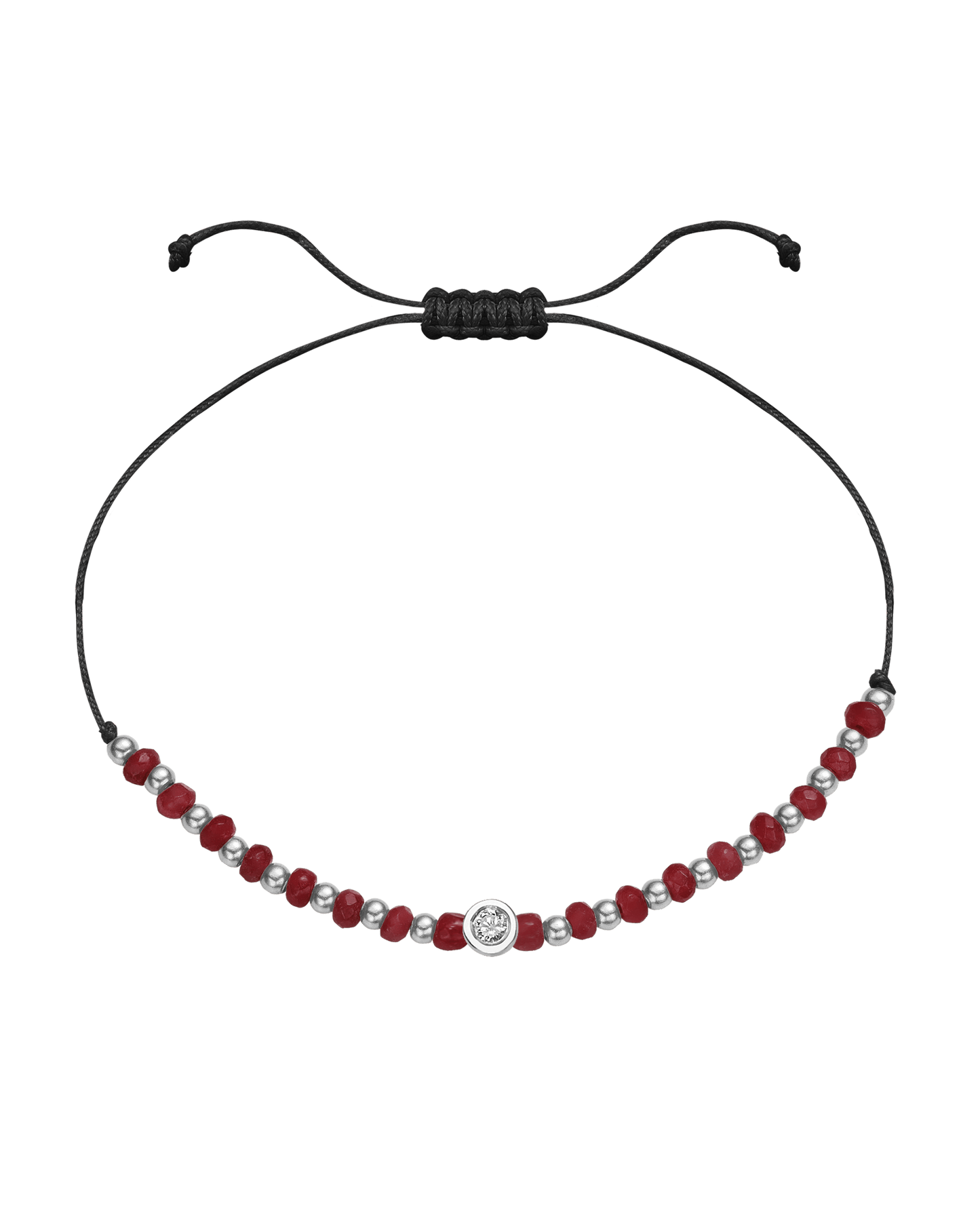 Red Agate Gemstone String of Love Bracelet for Confidence - 14K White Gold Bracelet 14K Solid Gold Black Medium: 0.04ct