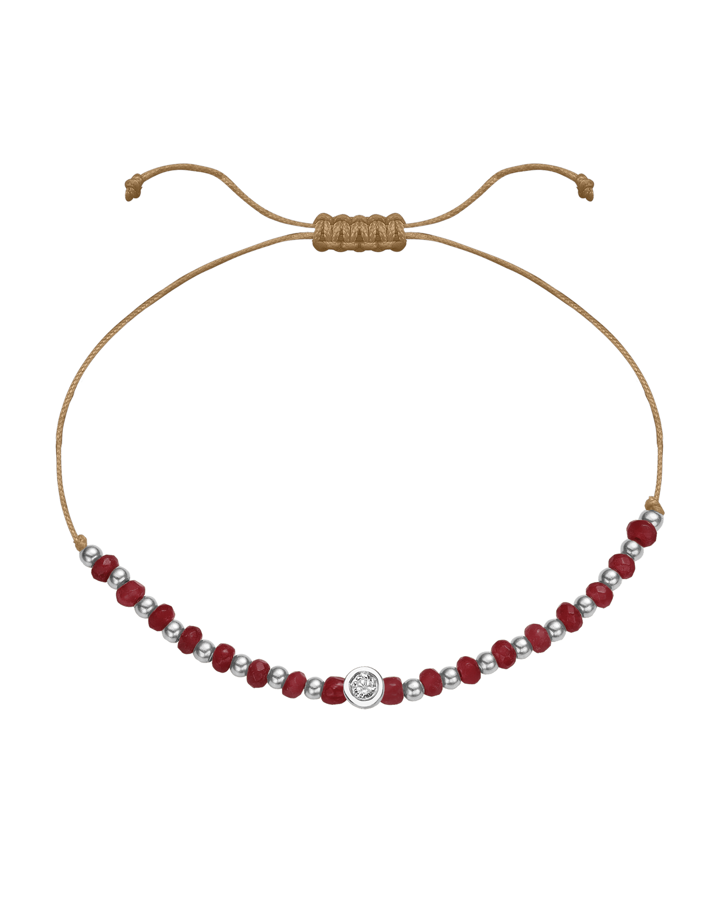 Red Agate Gemstone String of Love Bracelet for Confidence - 14K White Gold Bracelet 14K Solid Gold Camel Medium: 0.04ct